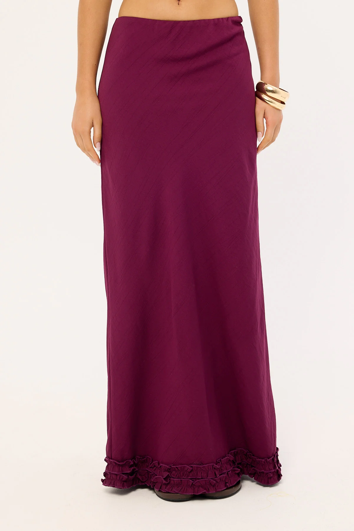 Perfect Stranger Jada Frill Maxi Skirt Plum - Image 7