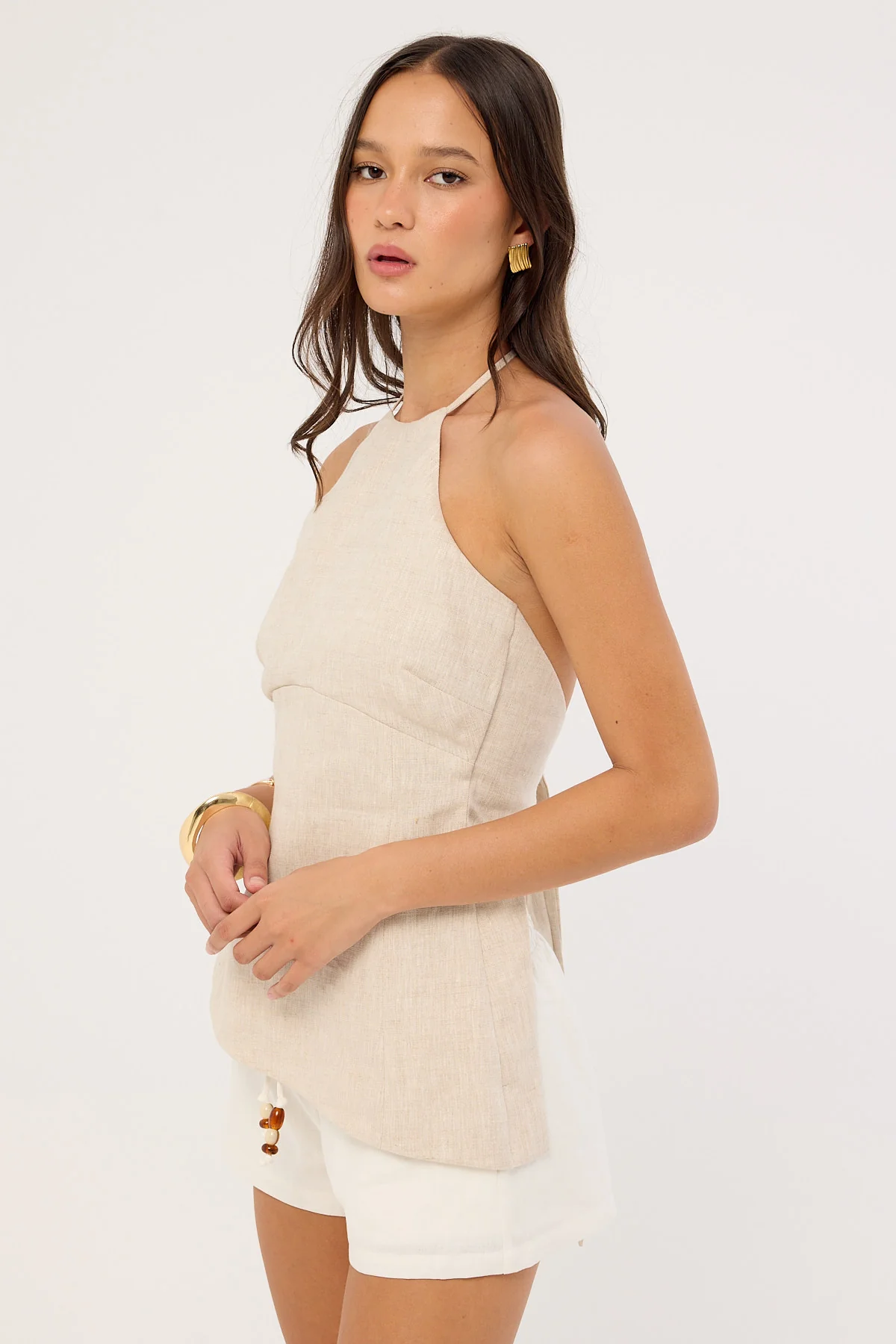 Perfect Stranger Juni Linen Bead Short White - Image 4