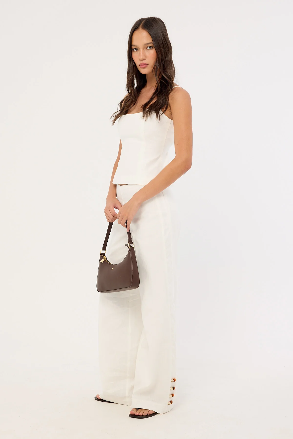 Perfect Stranger Juni Linen Mid Rise Pant White - Image 3