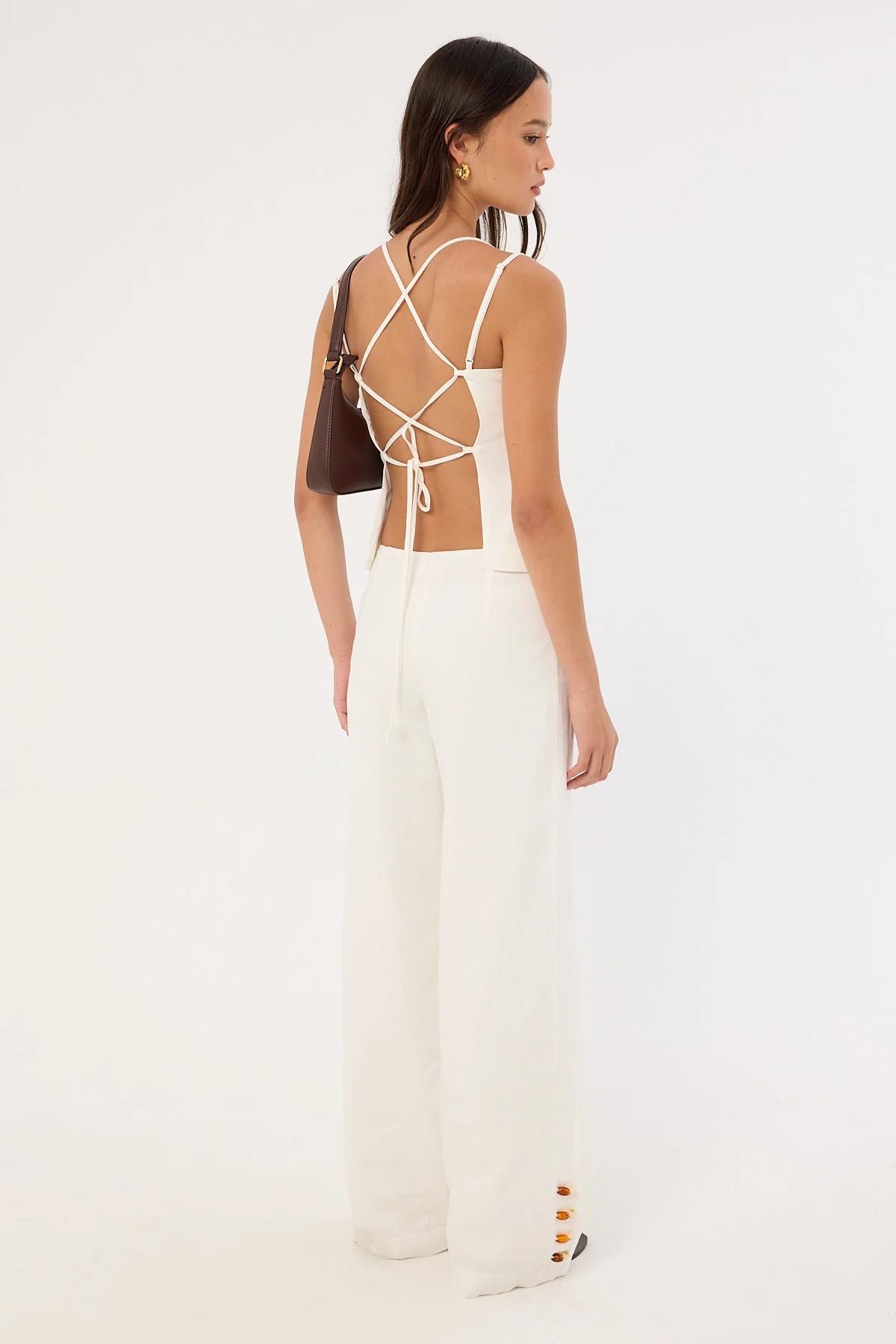 Perfect Stranger Juni Linen Mid Rise Pant White - Image 4
