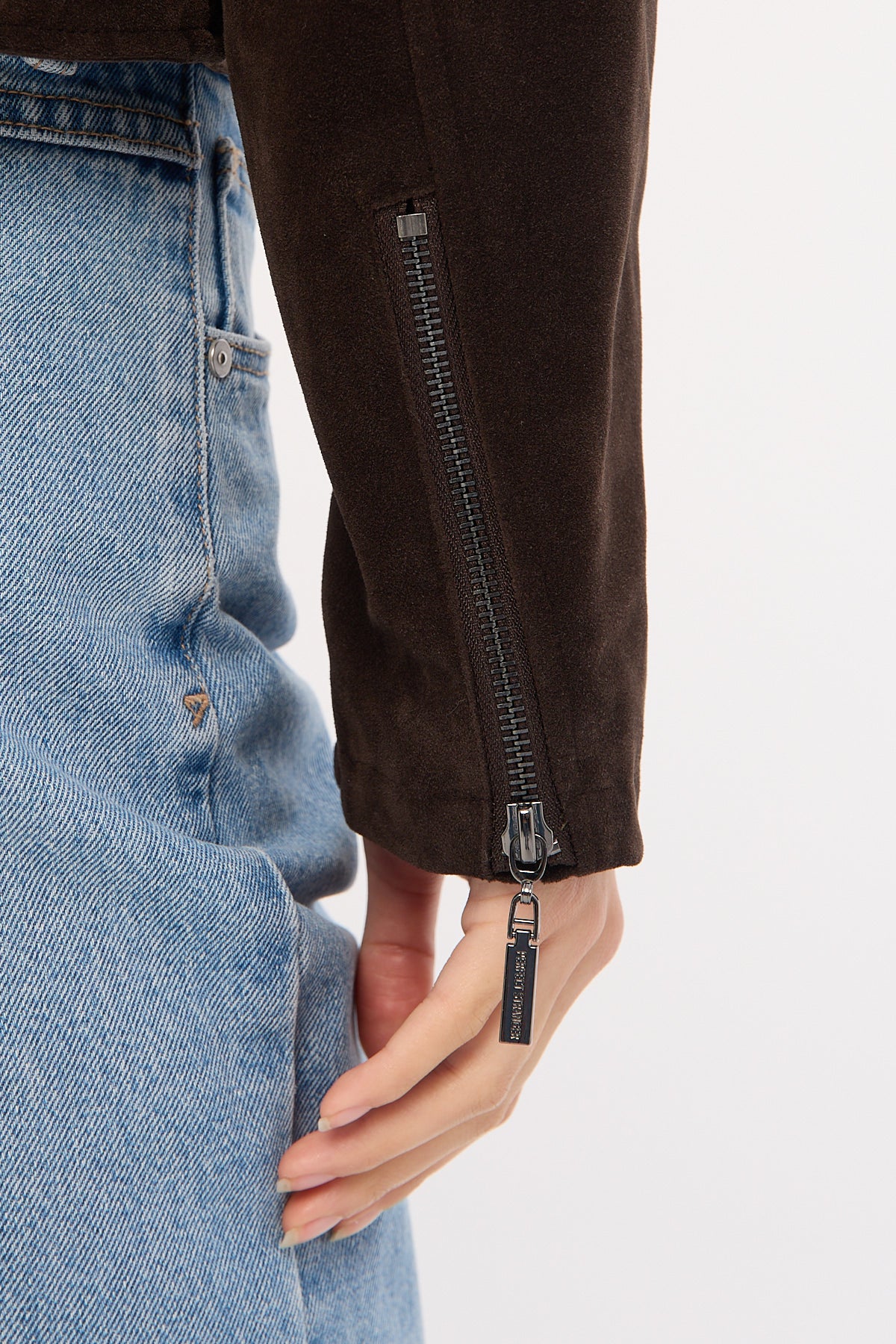 Perfect Stranger Kandice PU Suede Zip Up Jacket Brown - Image 6