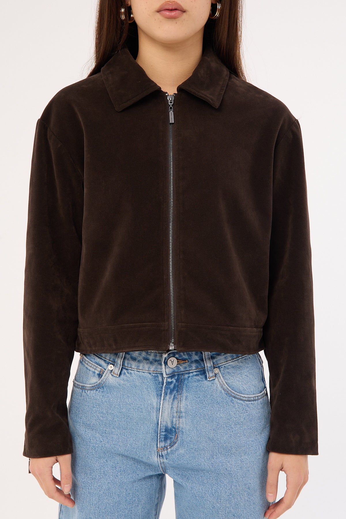 Perfect Stranger Kandice PU Suede Zip Up Jacket Brown - Image 8
