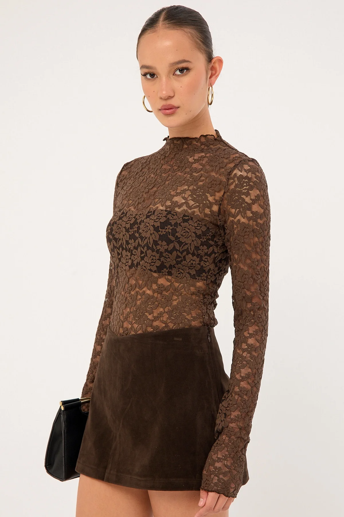 Perfect Stranger Kandice Suede Skort Brown - Image 2