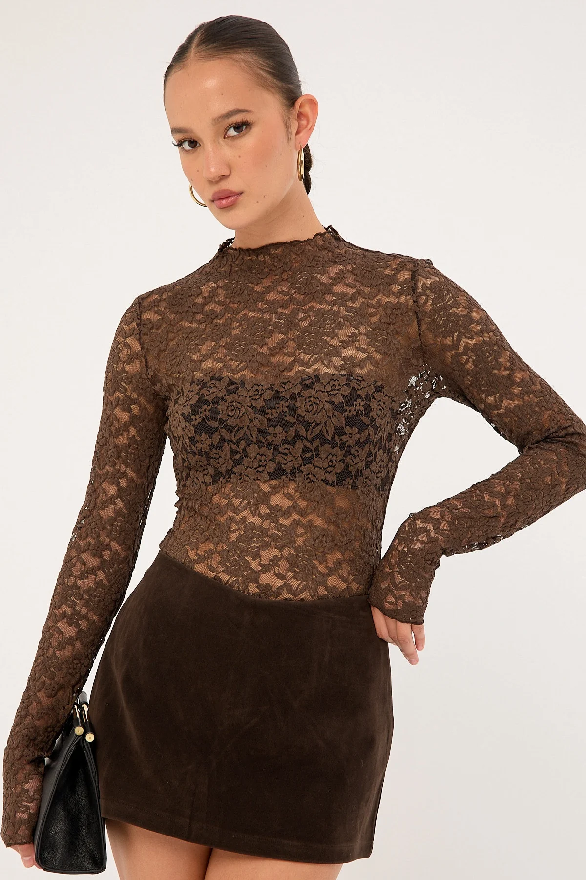 Perfect Stranger Kandice Suede Skort Brown - Image 3