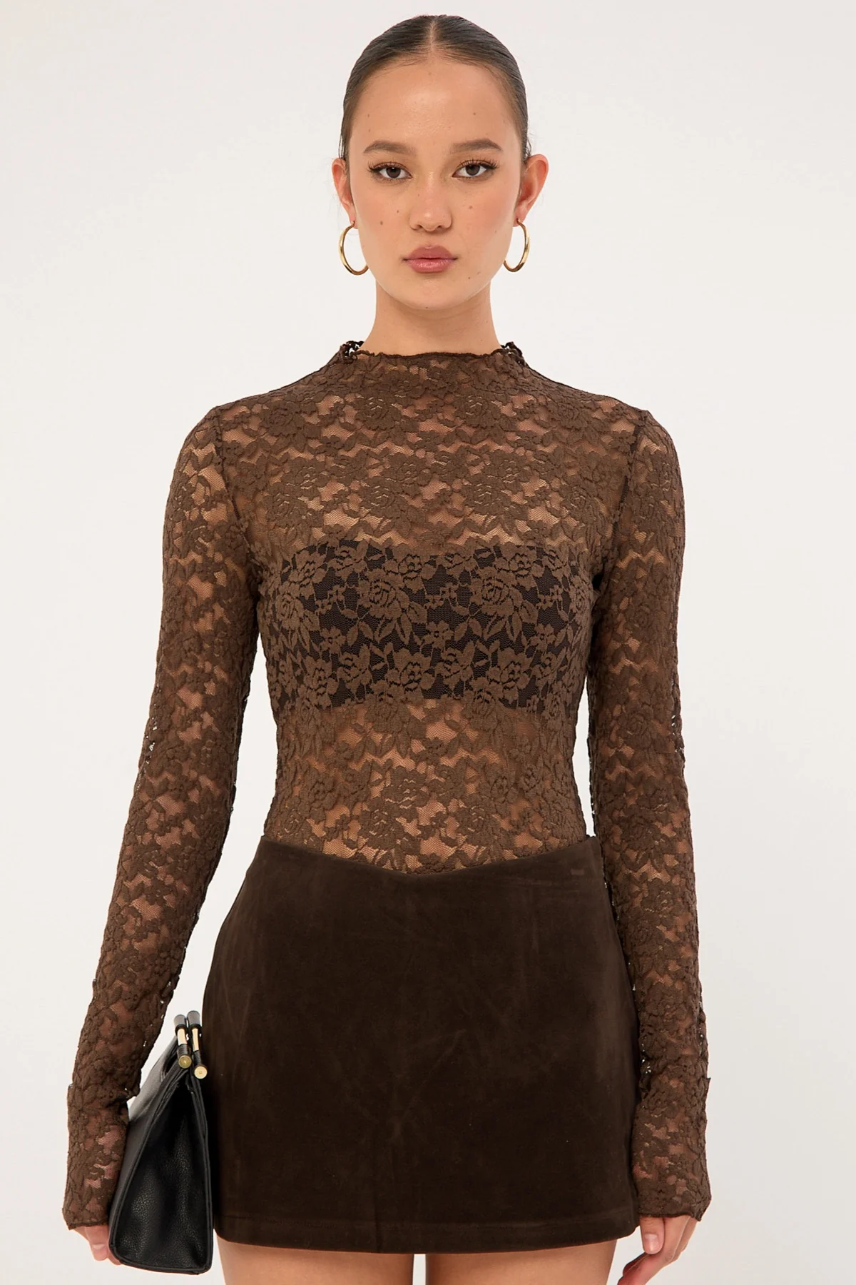 Perfect Stranger Kandice Suede Skort Brown - Image 5