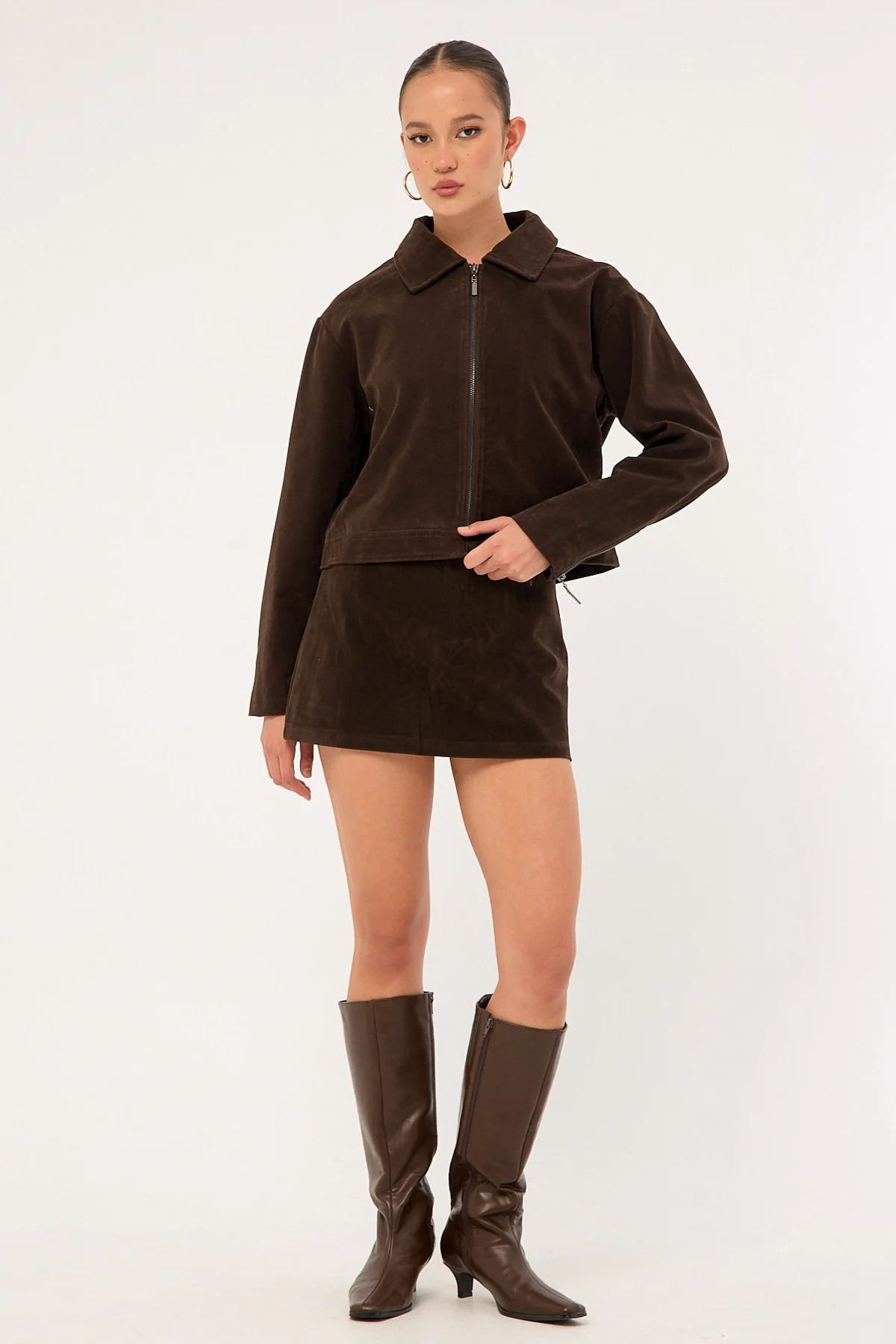 Perfect Stranger Kandice Suede Skort Brown - Image 7