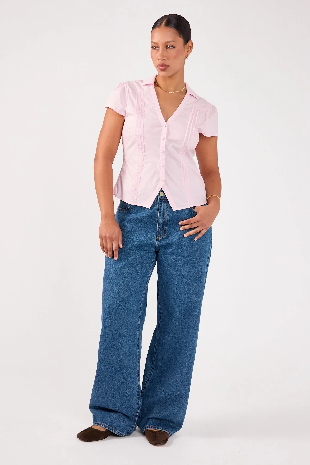 Perfect Stranger Koa Short Sleeve Blouse Pink