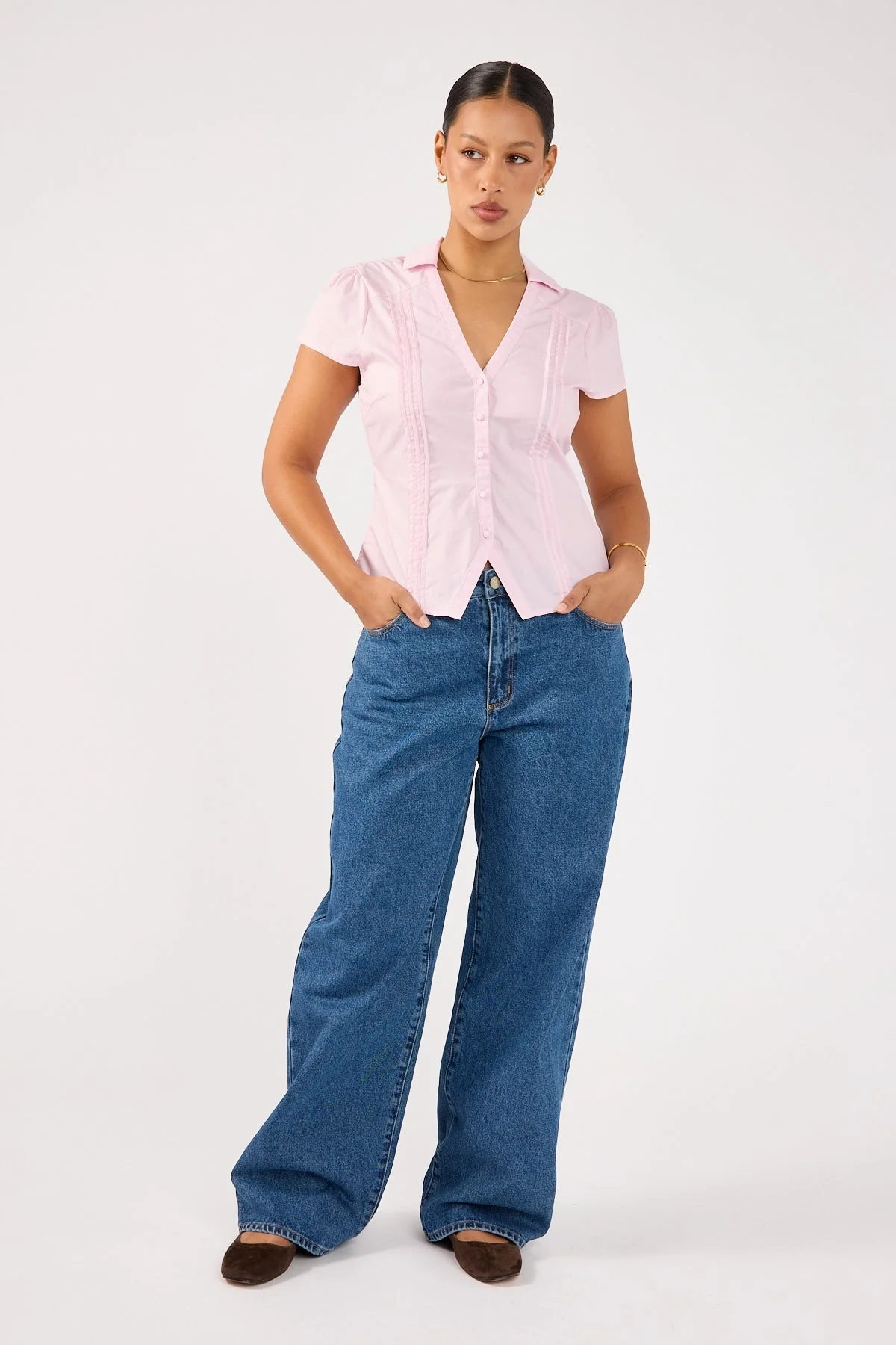 Perfect Stranger Koa Short Sleeve Blouse Pink - Image 2