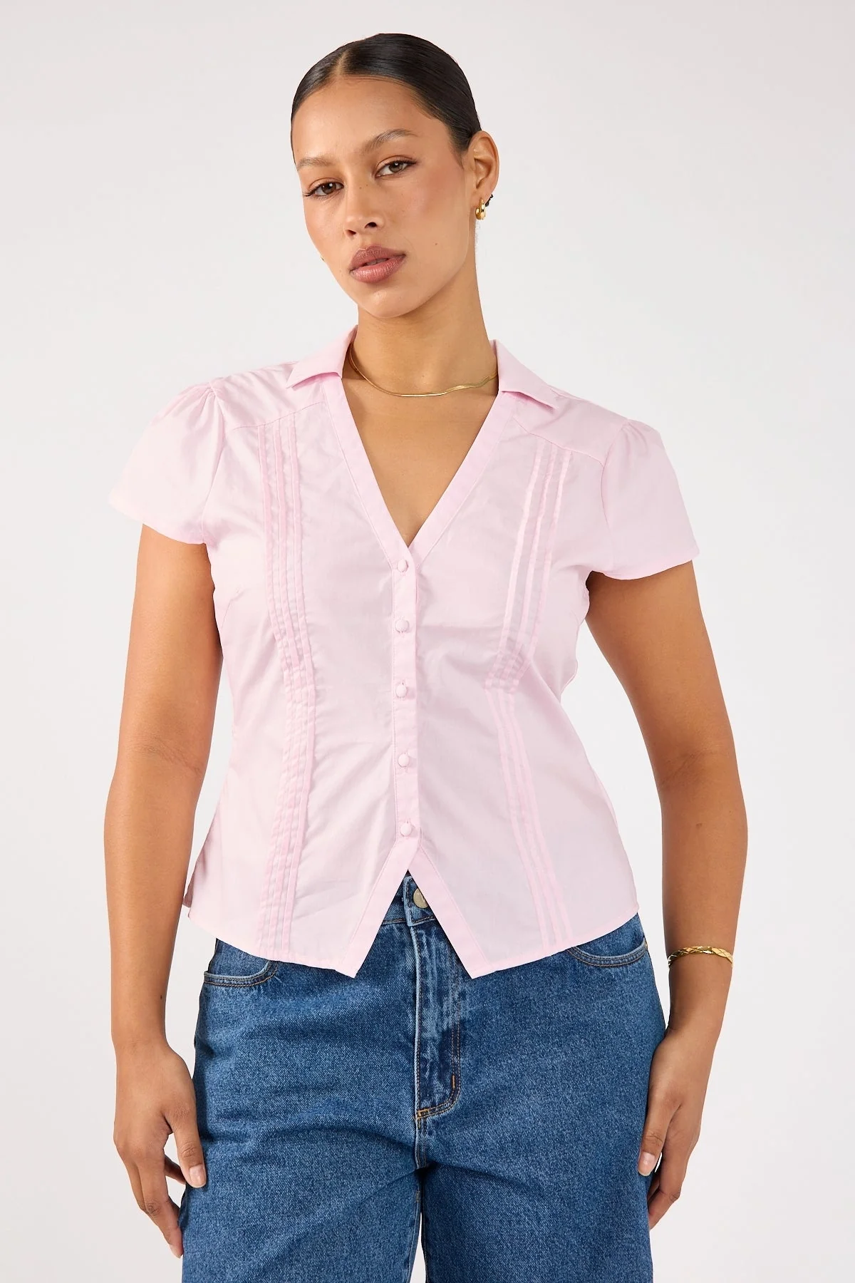 Perfect Stranger Koa Short Sleeve Blouse Pink - Image 5