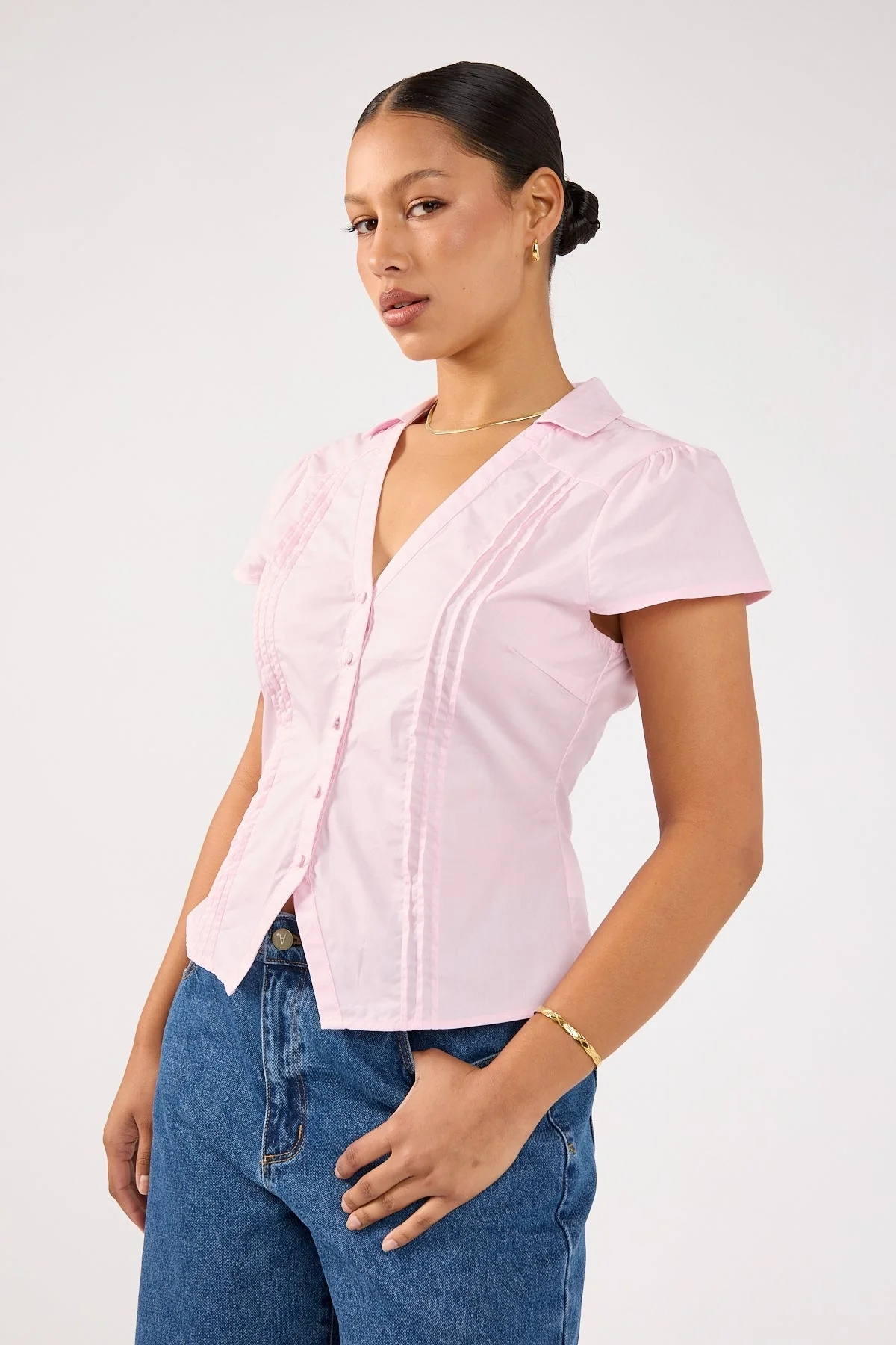 Perfect Stranger Koa Short Sleeve Blouse Pink - Image 6
