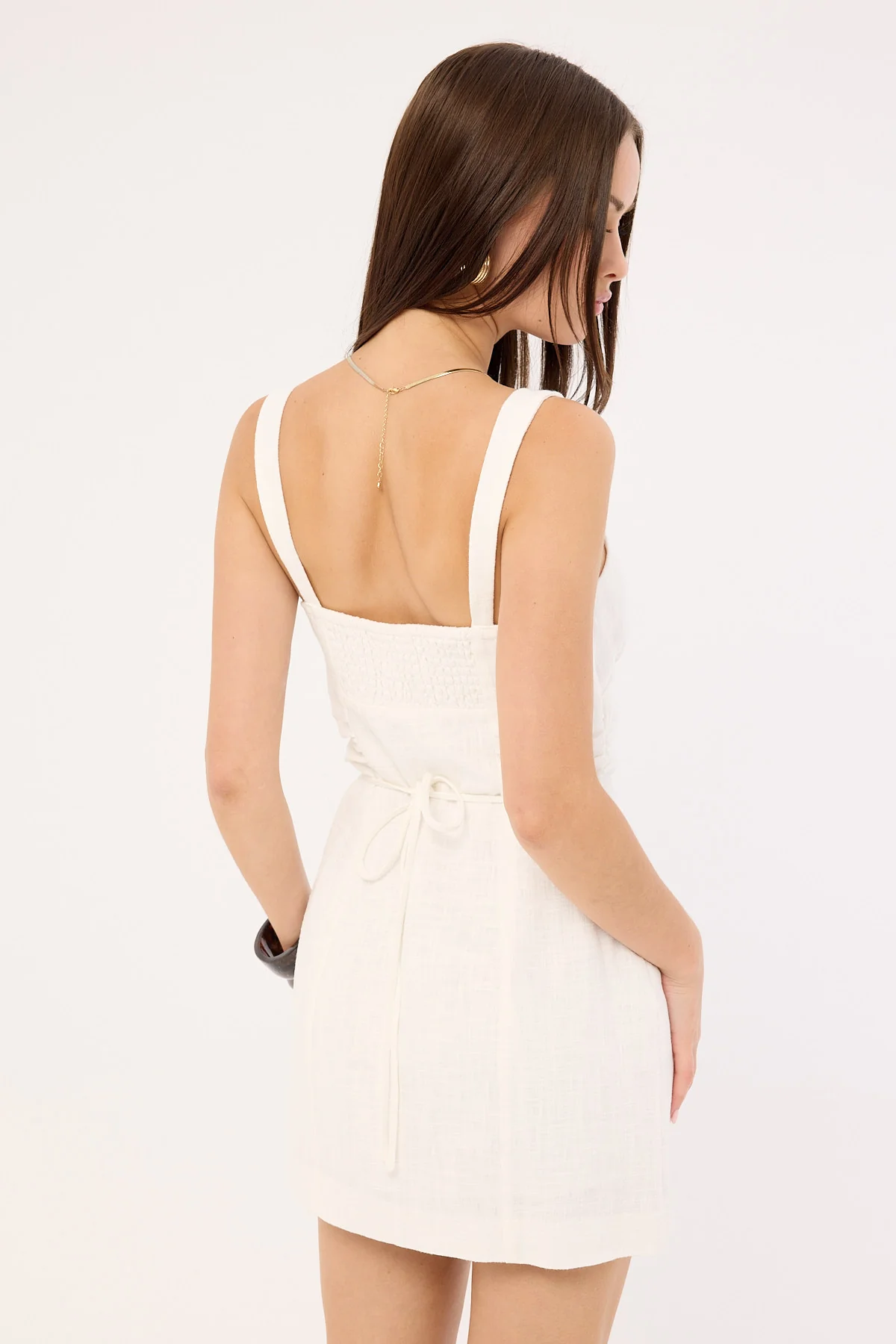 Perfect Stranger Kora Beaded Linen Mini Dress White - Image 6