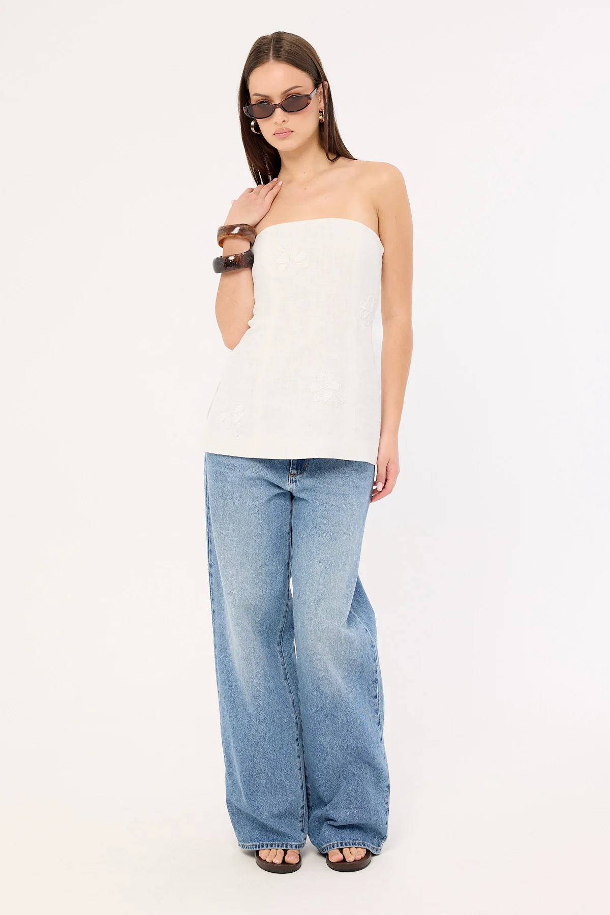 Perfect Stranger Kora Beaded Linen Strapless Top White - Image 2