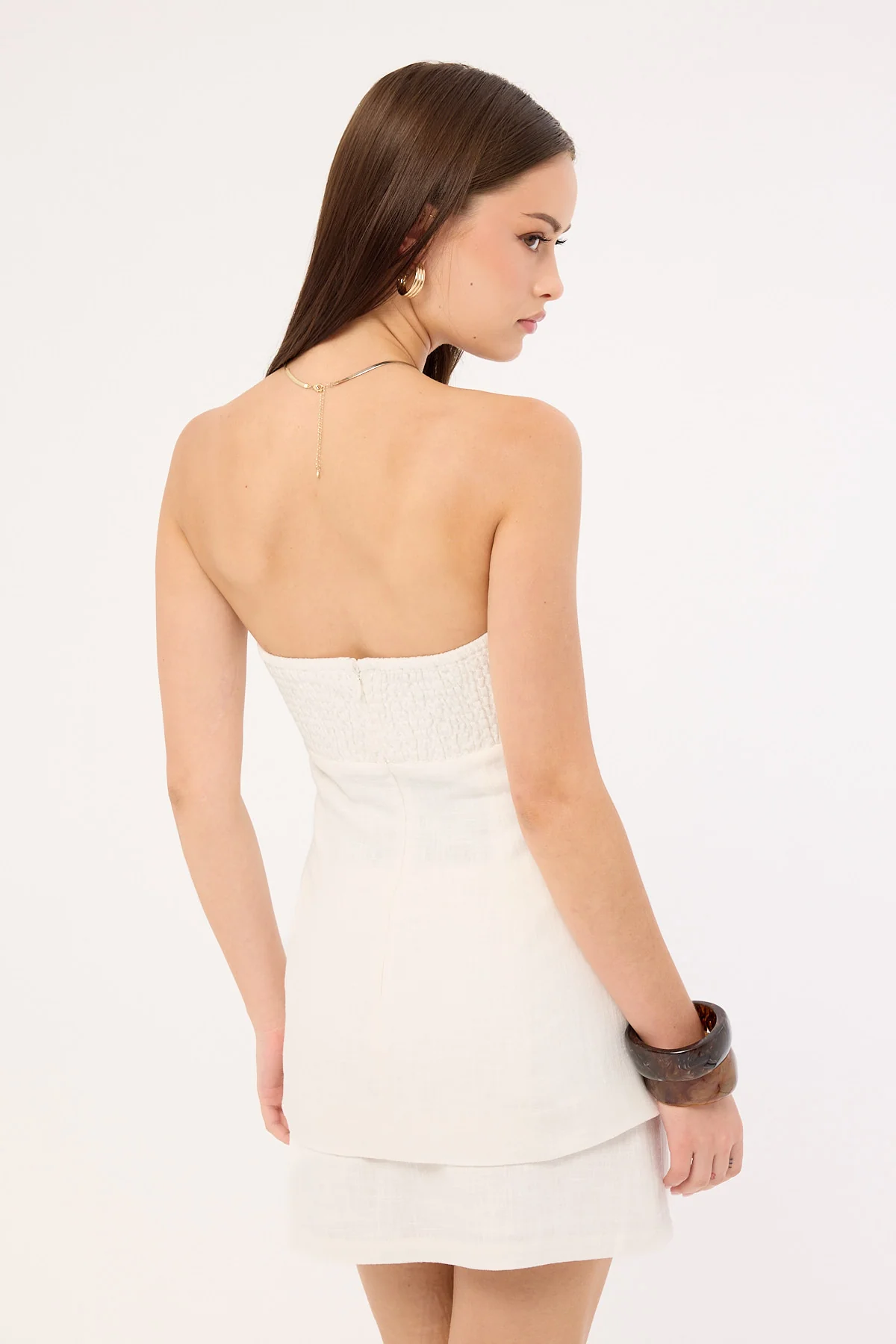 Perfect Stranger Kora Beaded Linen Strapless Top White - Image 7