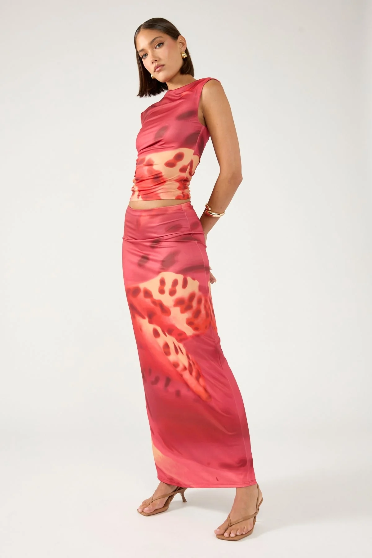 Perfect Stranger Leilani Maxi Skirt Burgundy Print - Image 3