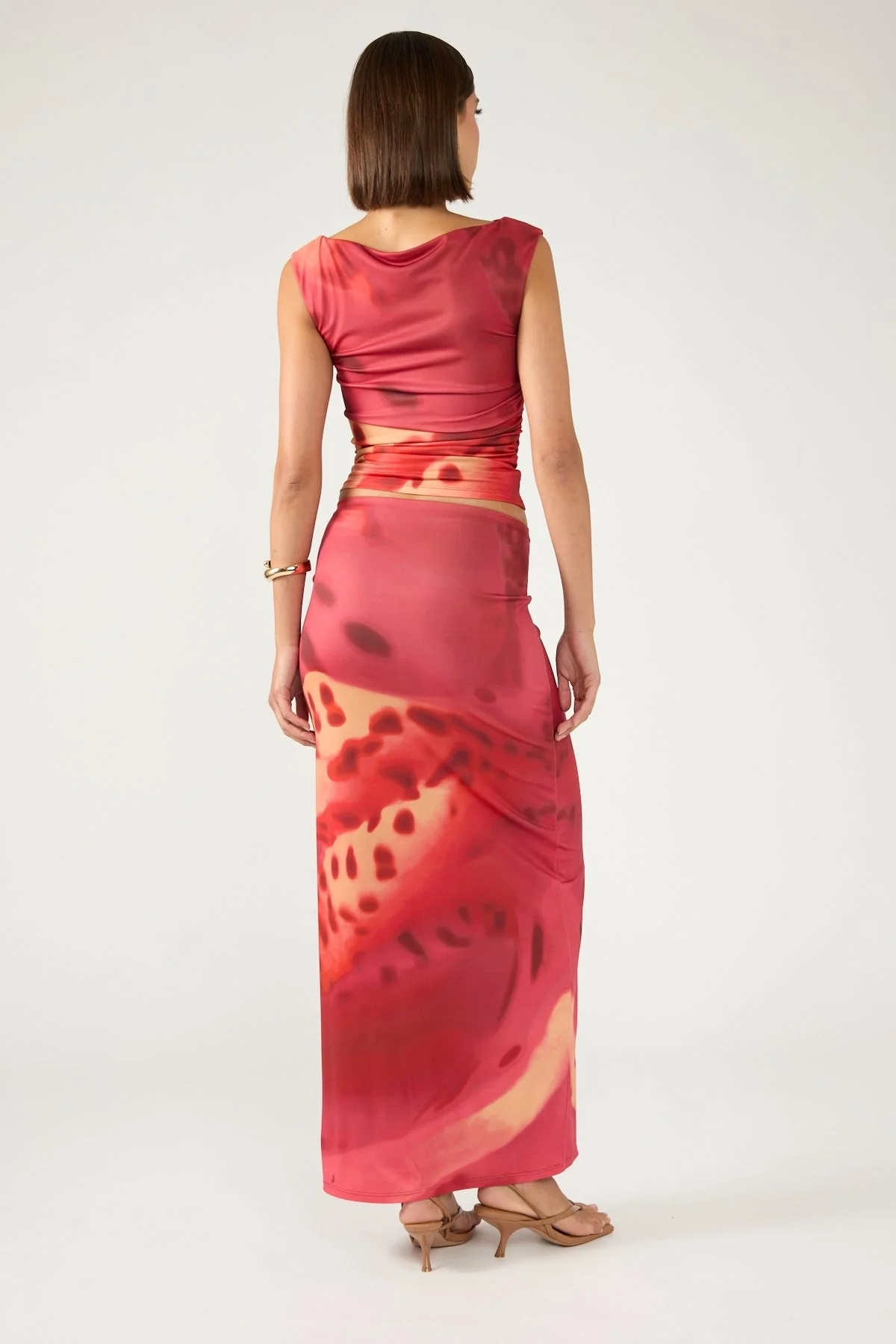 Perfect Stranger Leilani Maxi Skirt Burgundy Print - Image 4