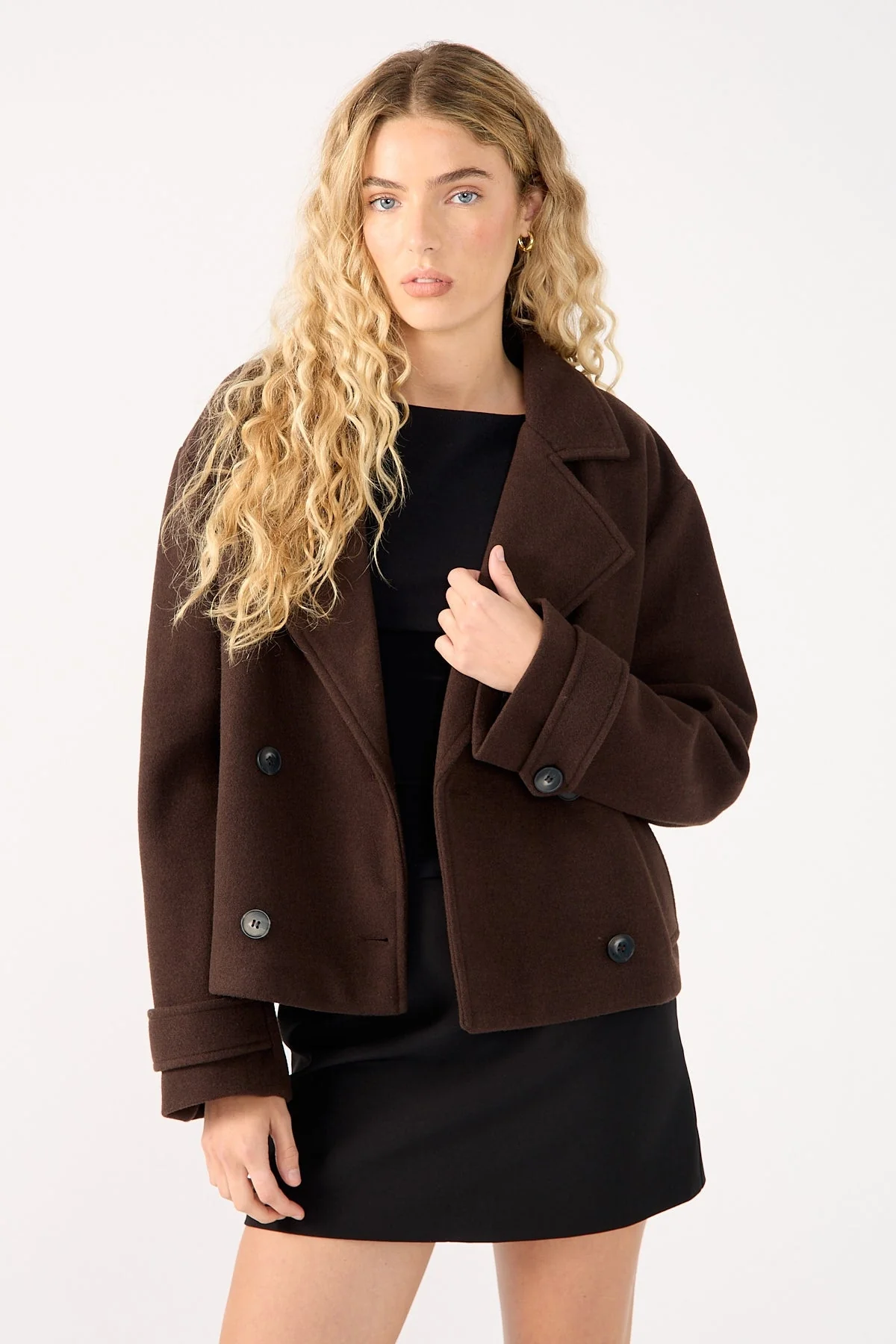 Perfect Stranger Lenny Double Breasted Jacket Brown - Image 2