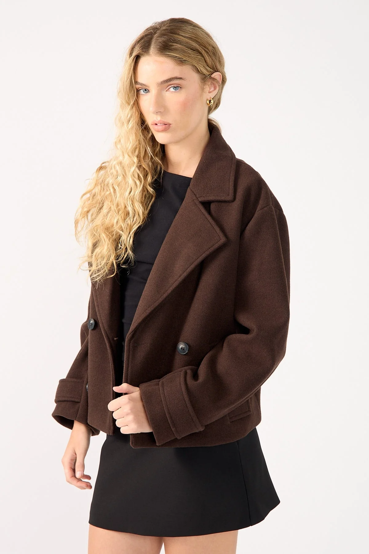 Perfect Stranger Lenny Double Breasted Jacket Brown - Image 3