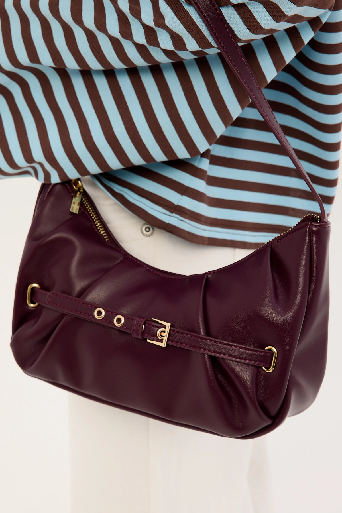 Perfect Stranger Lila Buckle Shoulder Bag Plum - Image 4