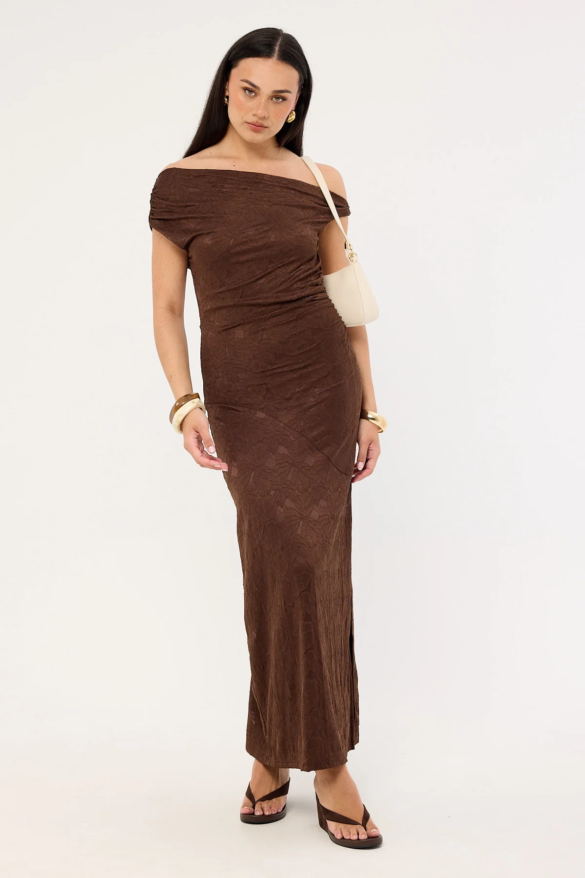 Perfect Stranger Lilo Lace Maxi Dress Brown - Image 4