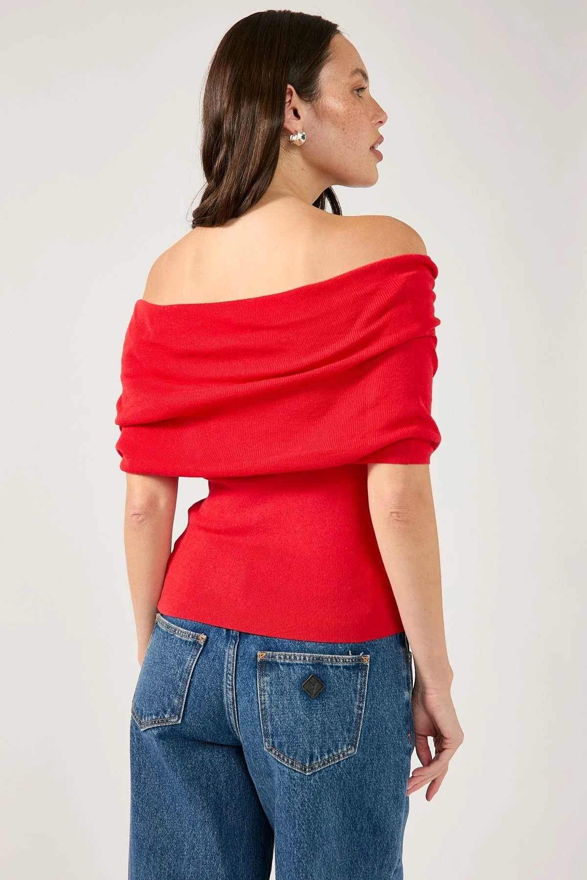 Perfect Stranger Lily Off Shoulder Knit Top Red - Image 5
