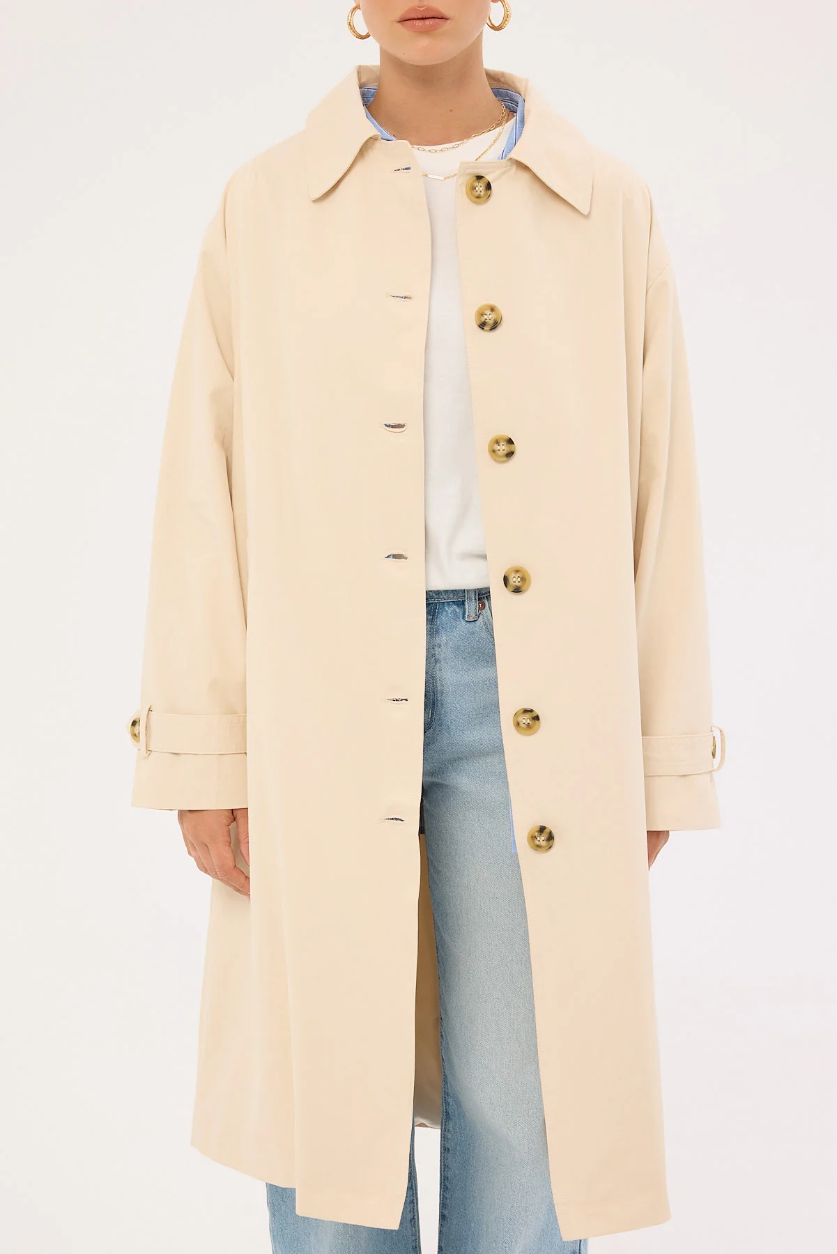 Perfect Stranger London Collar Trench Coat Stone - Image 6