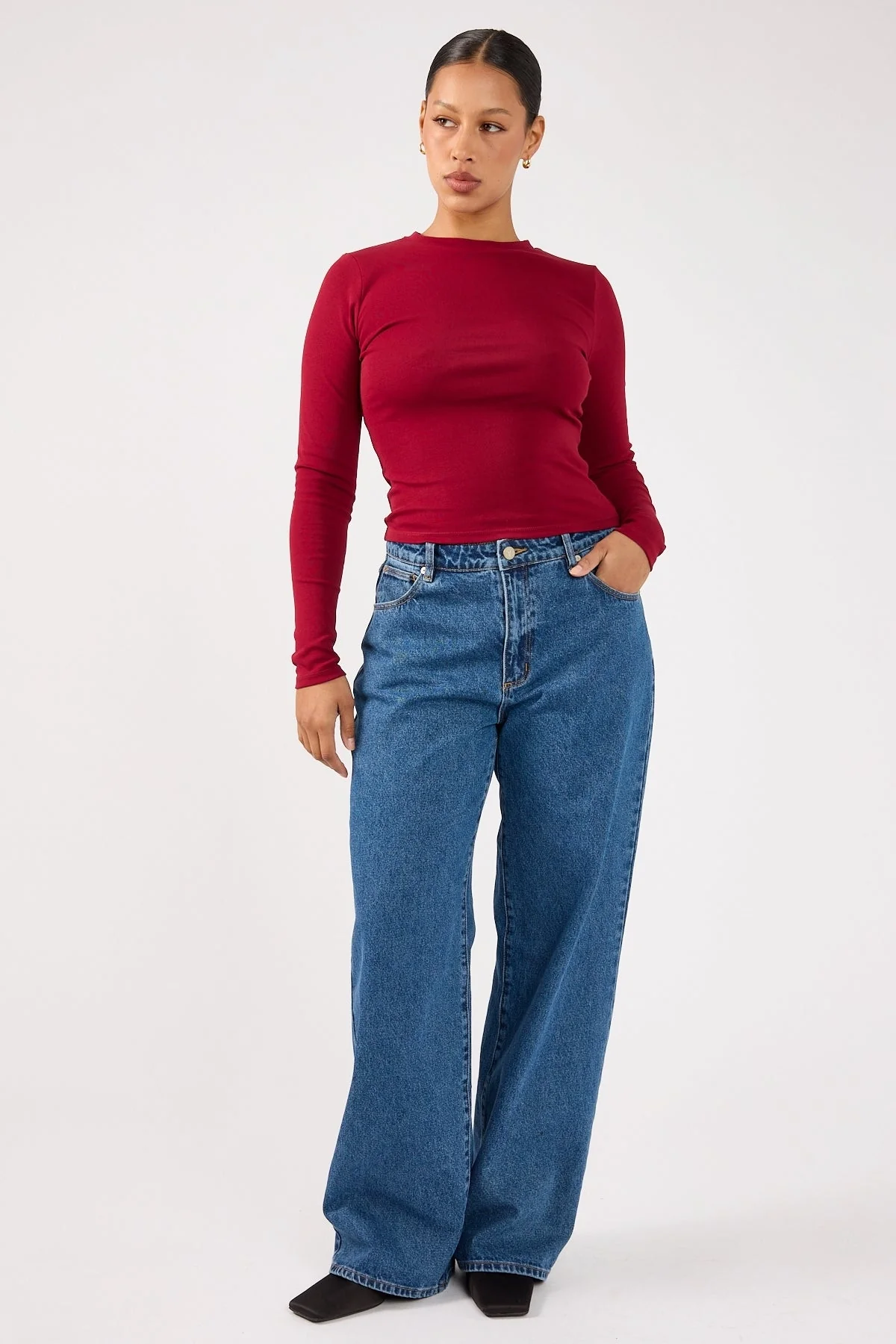 Perfect Stranger Long Sleeve Tee Burgundy - Image 2