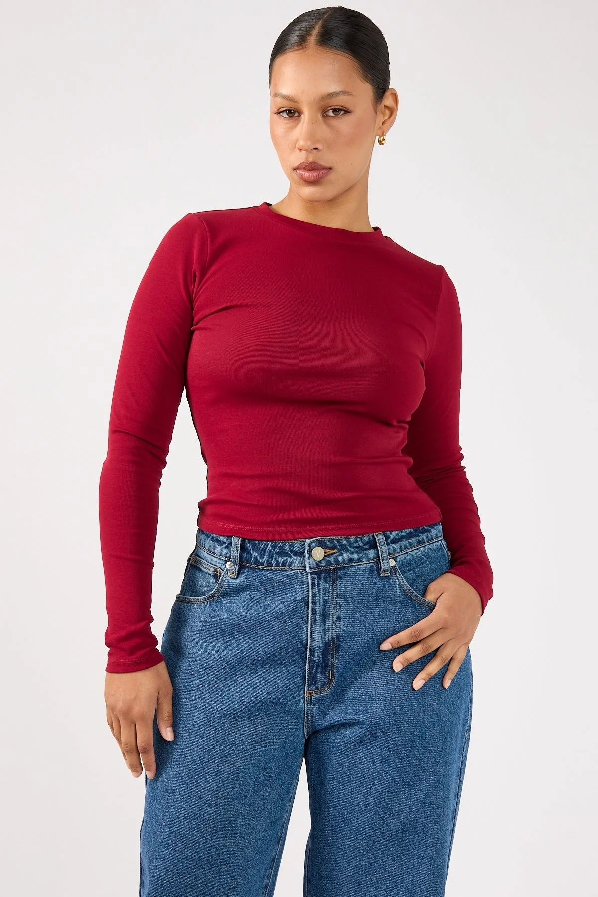 Perfect Stranger Long Sleeve Tee Burgundy - Image 3