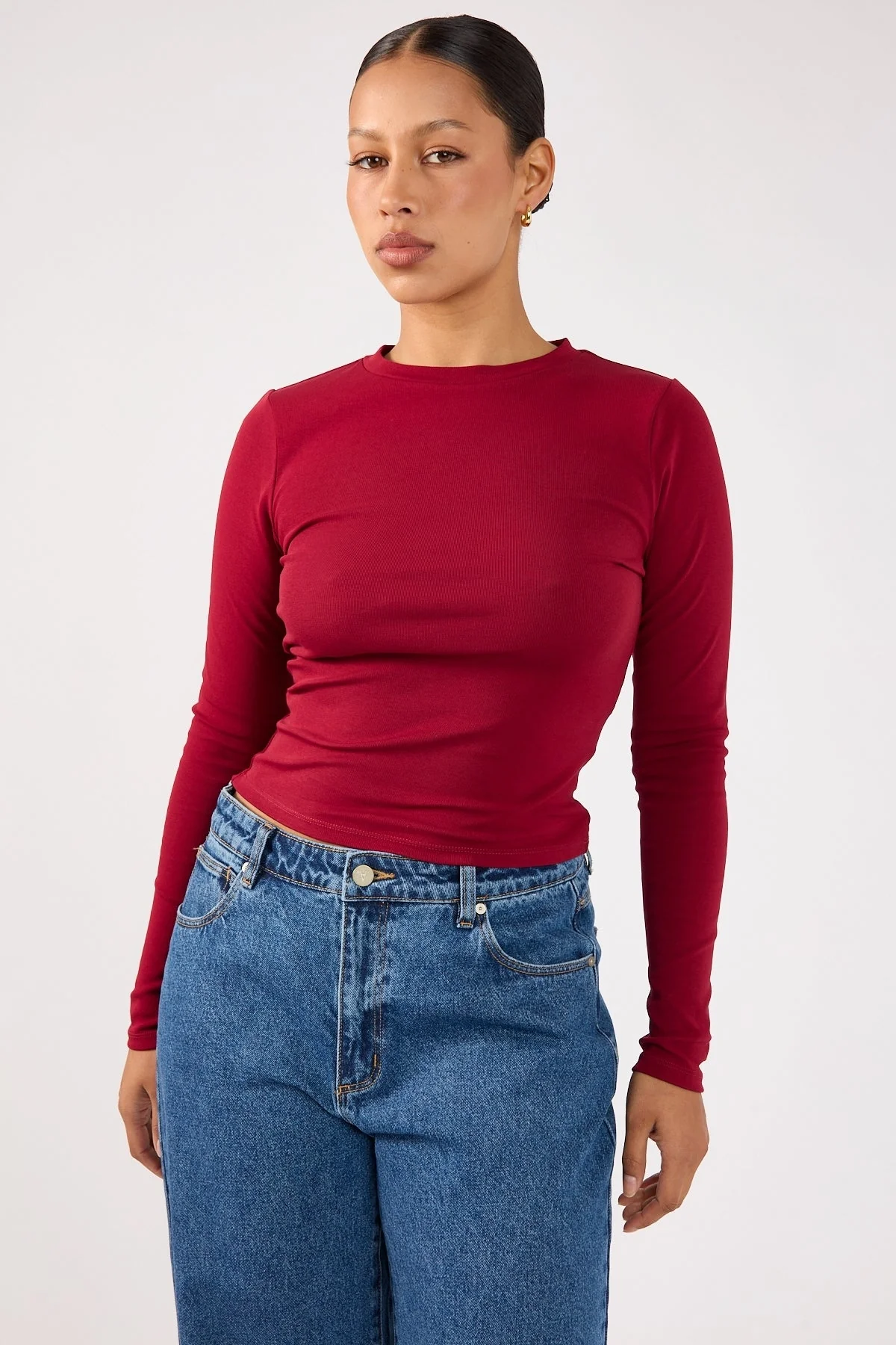 Perfect Stranger Long Sleeve Tee Burgundy - Image 4