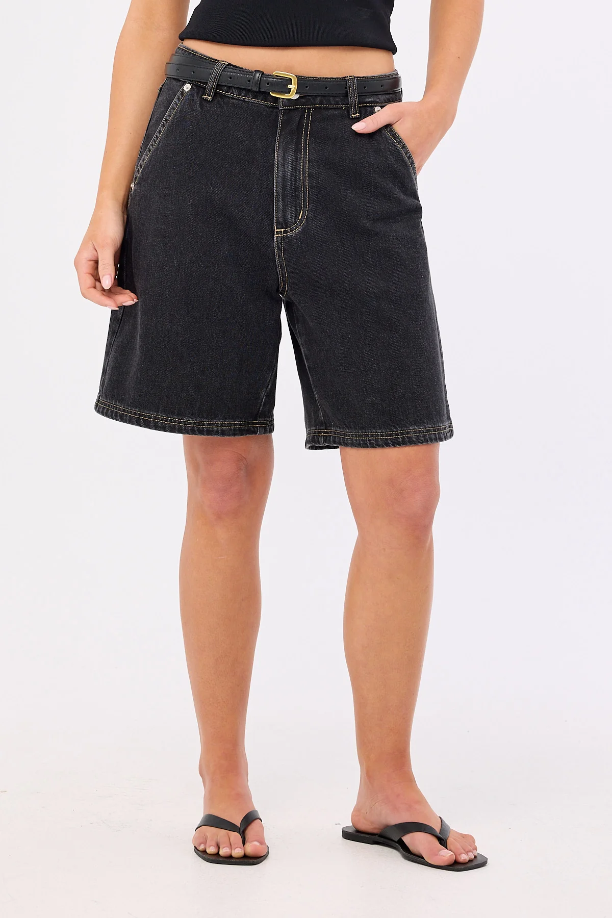Perfect Stranger Longline Denim Short Washed Grey - Image 3