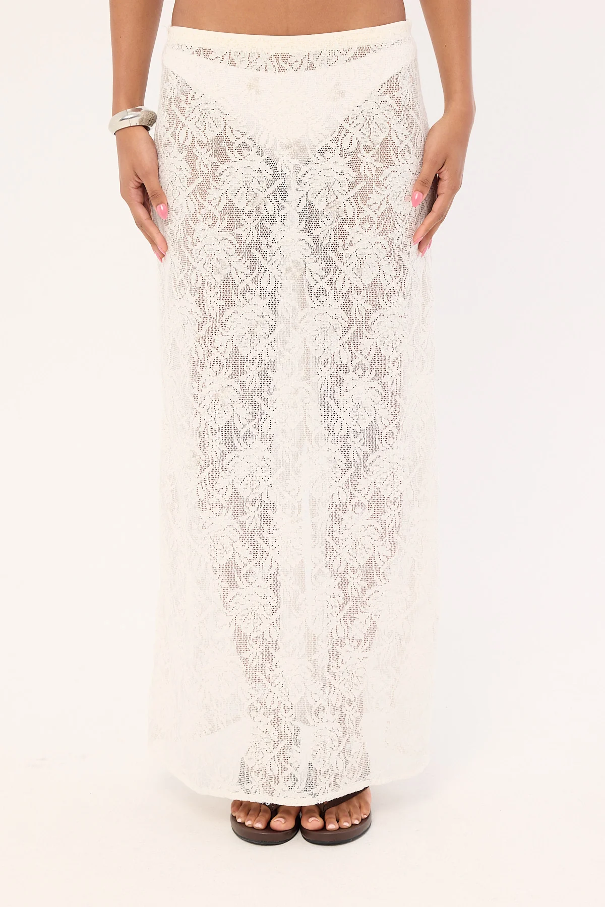 Perfect Stranger Lotta Lace Sequin Maxi Skirt White - Image 8