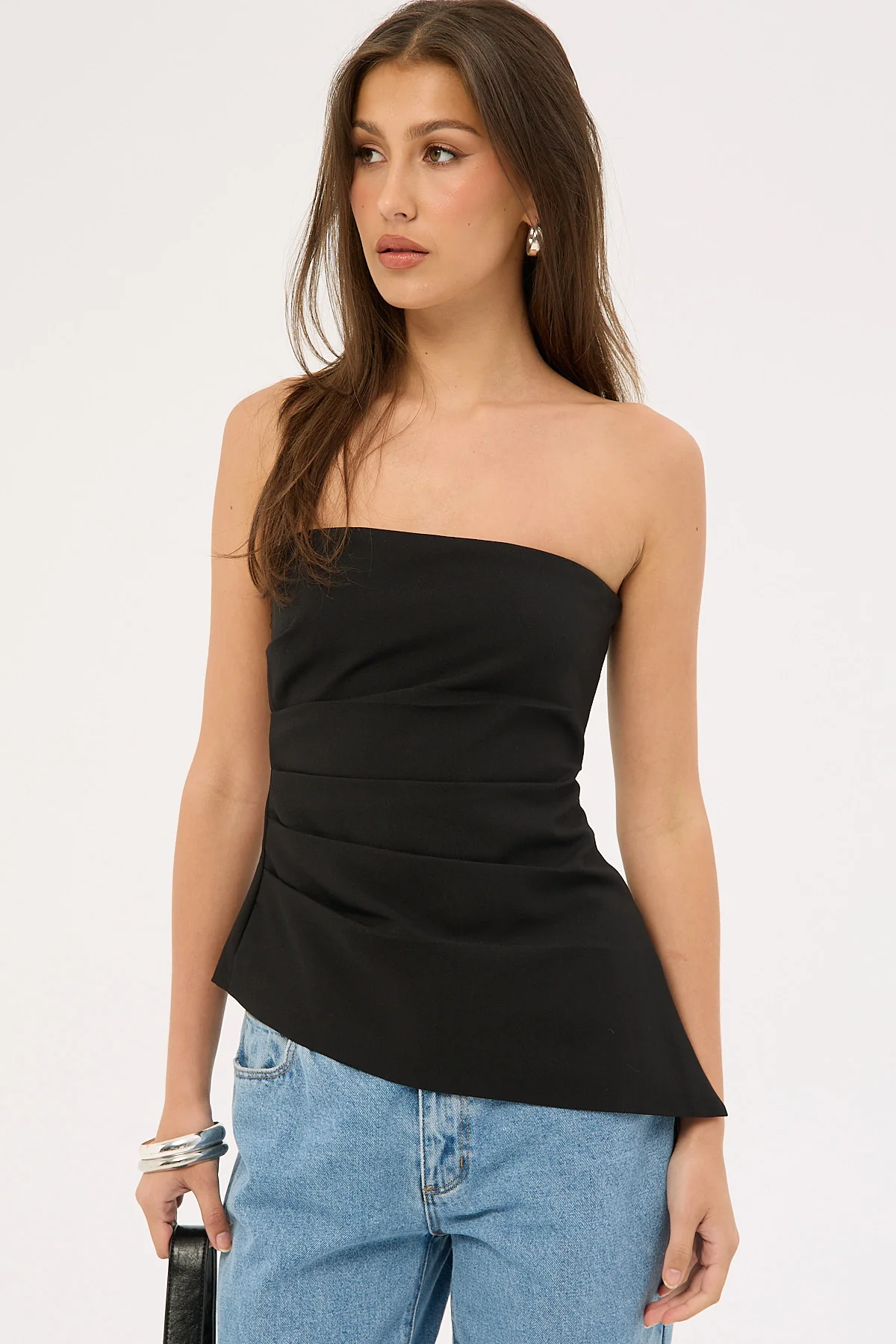 Perfect Stranger Luca Strapless Asymmetrical Top Black
