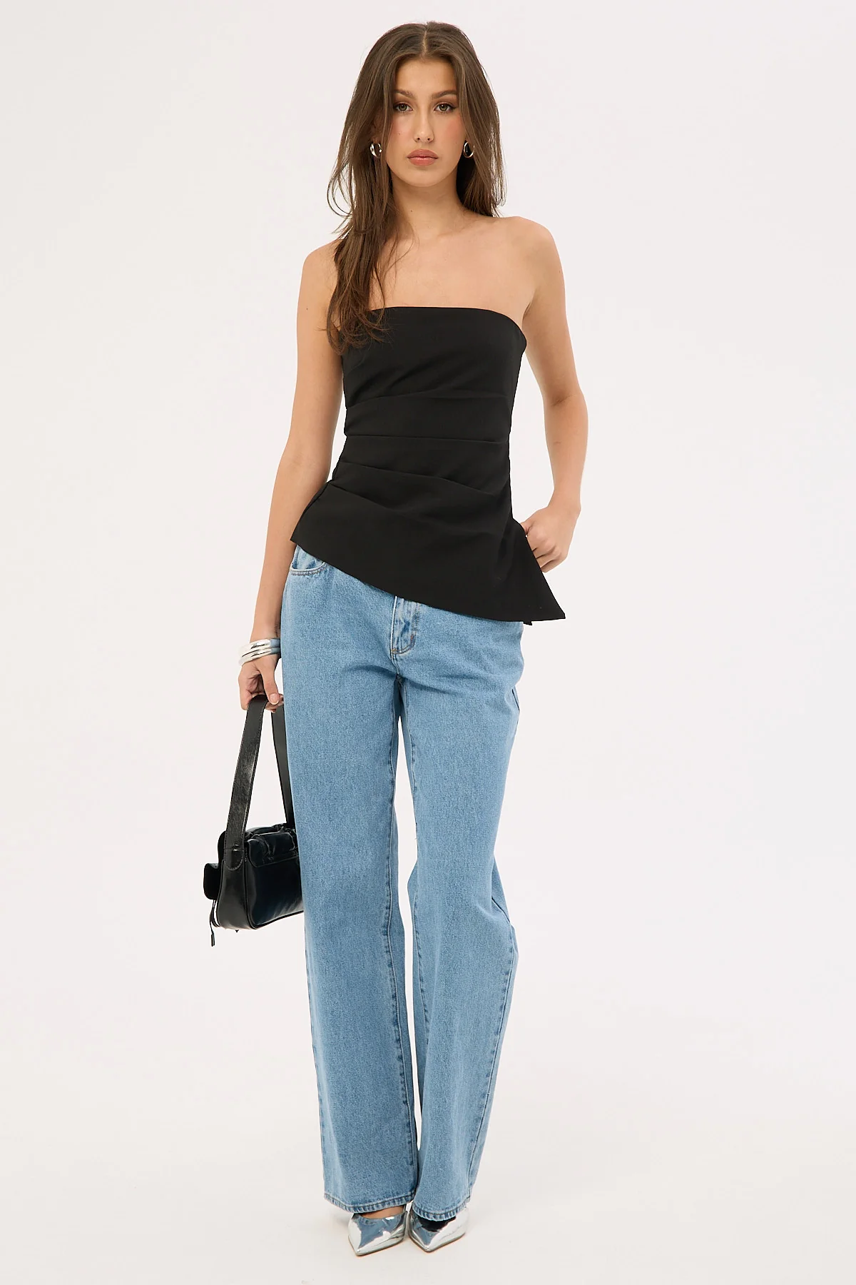 Perfect Stranger Luca Strapless Asymmetrical Top Black - Image 2