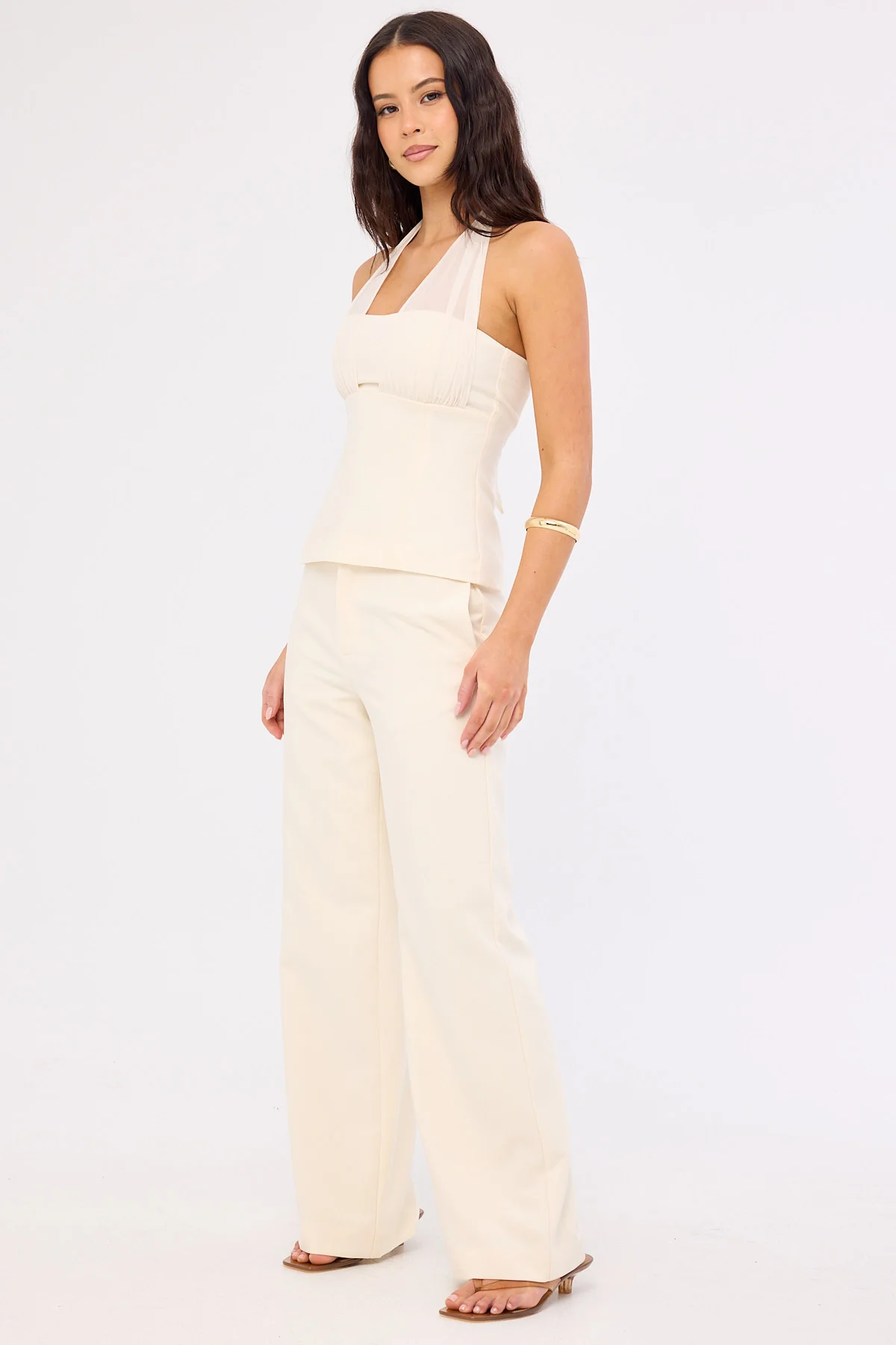 Perfect Stranger Luella Mid Rise Wide Leg Pant Cream - Image 3