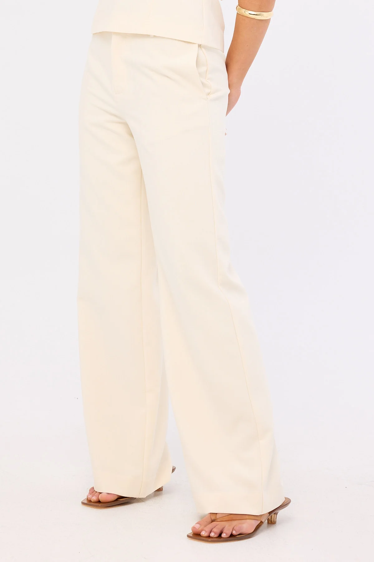 Perfect Stranger Luella Mid Rise Wide Leg Pant Cream - Image 4