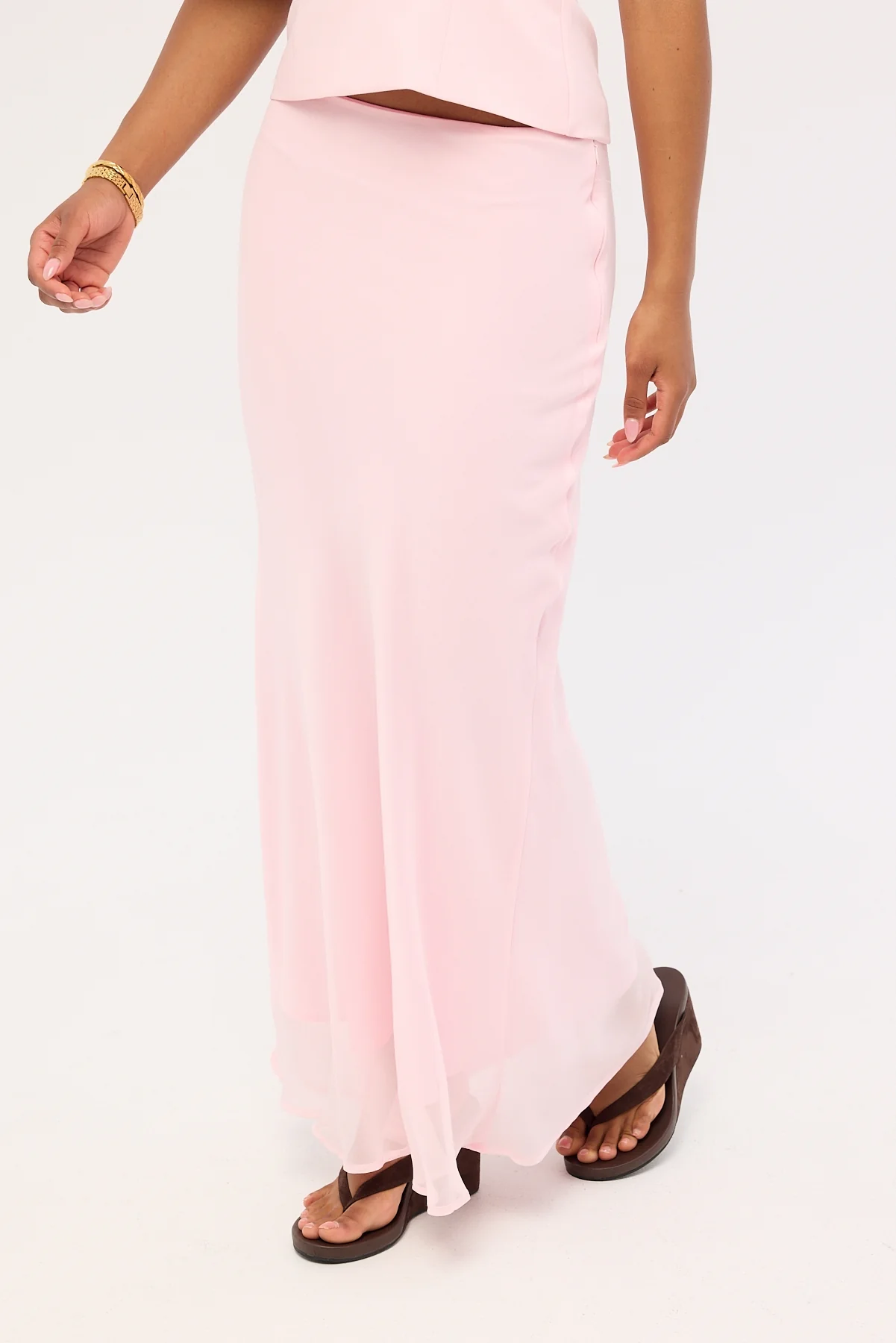 Perfect Stranger Lula Chiffon Maxi Skirt Pink - Image 4