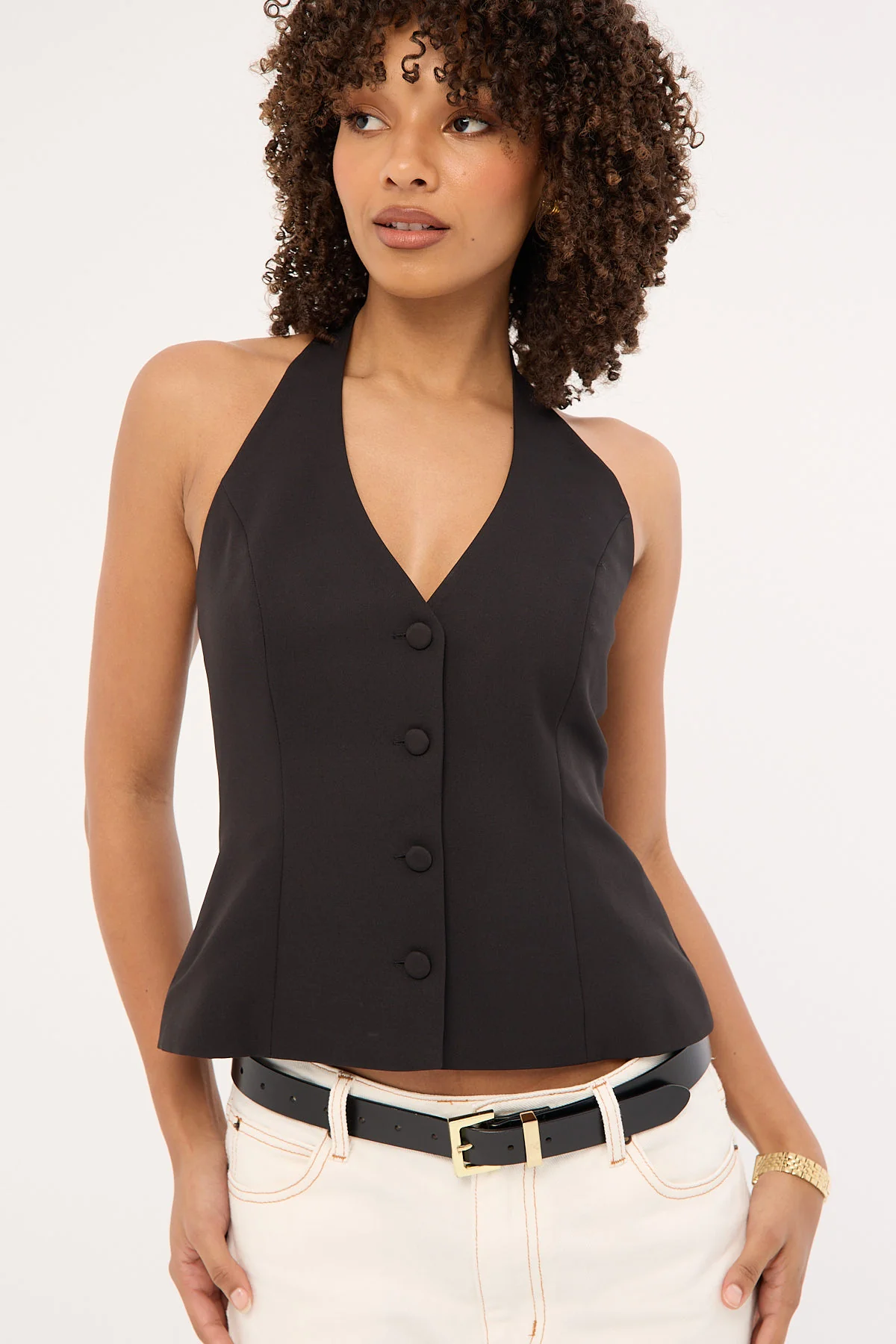 Perfect Stranger Lulu Halter Tailored Vest Black