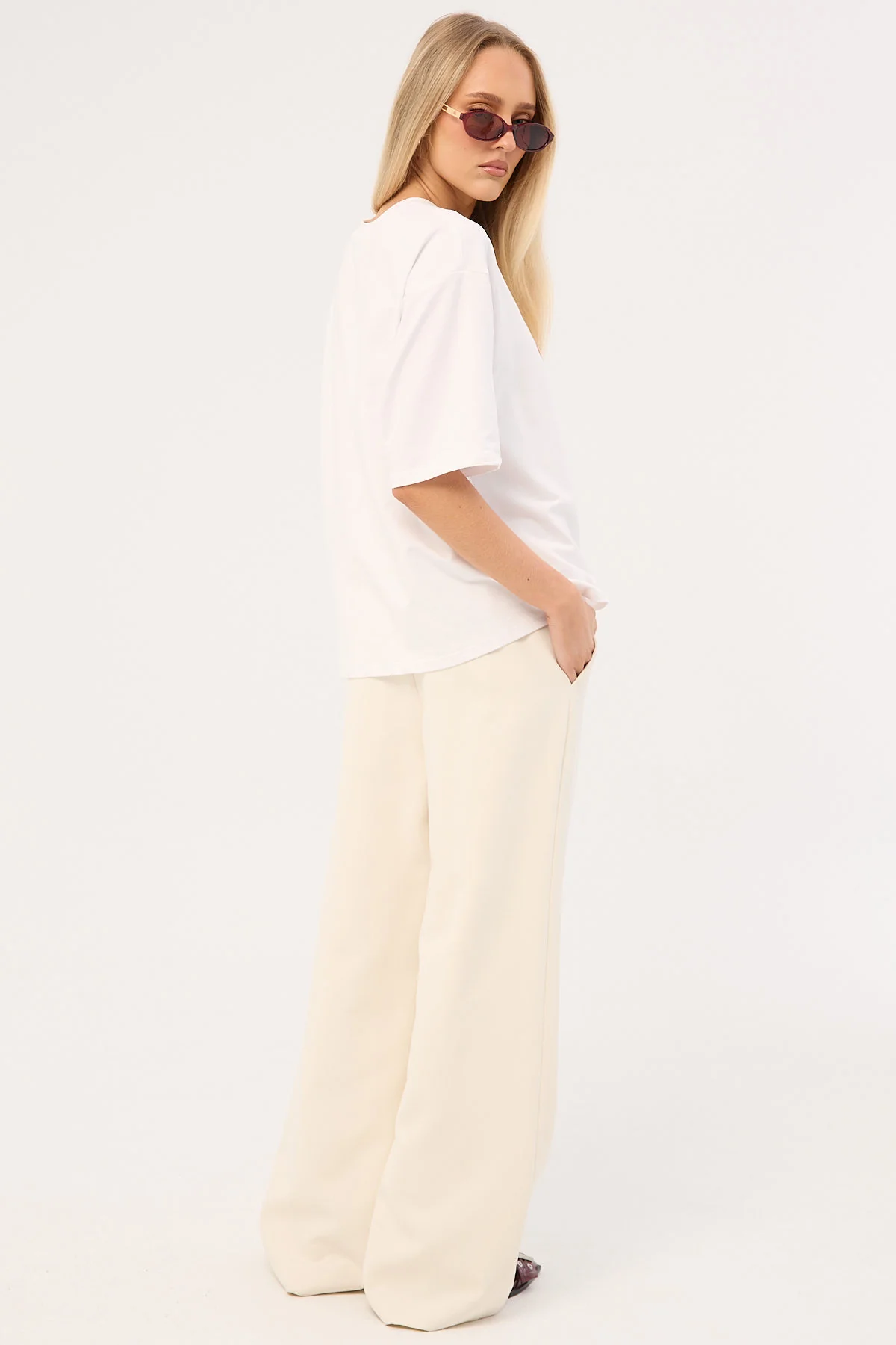 Perfect Stranger Lupa Mid Rise Pleated Pant Cream - Image 5