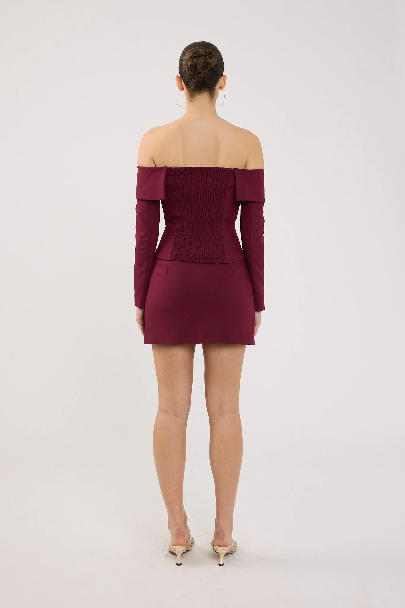 Perfect Stranger Lupa Off Shoulder Long Sleeve Top Burgundy - Image 6