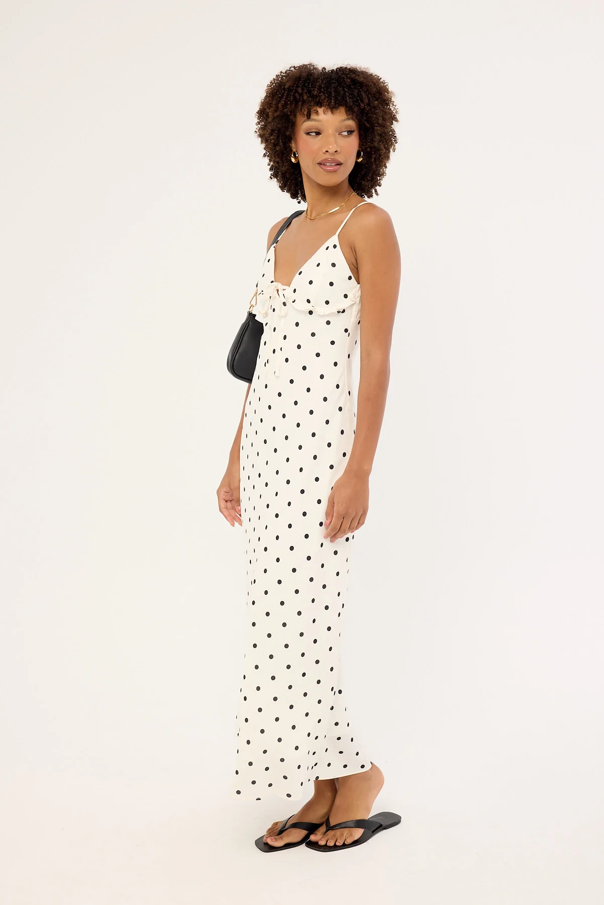 Perfect Stranger Mademoiselle Maxi Dress White Polka Print - Image 4