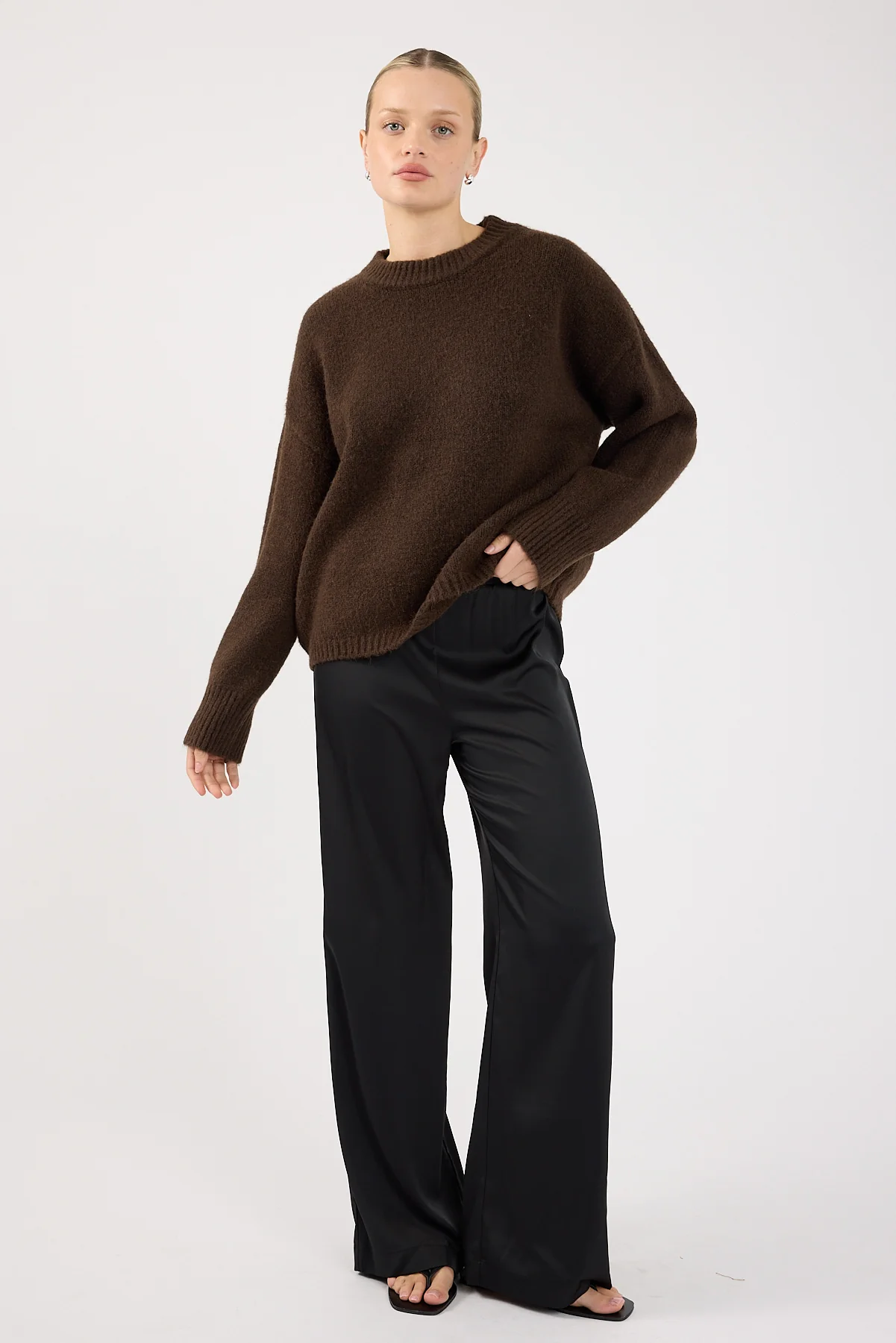 Perfect Stranger Marlowe Crew Neck Jumper Brown - Image 2