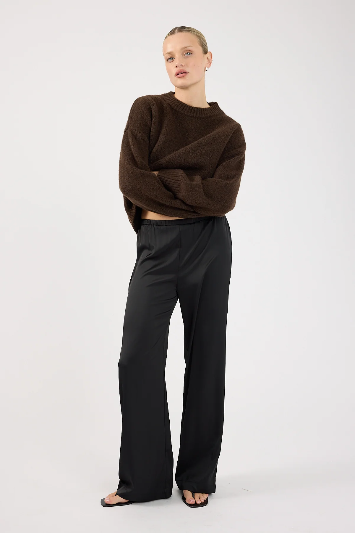 Perfect Stranger Marlowe Crew Neck Jumper Brown - Image 3