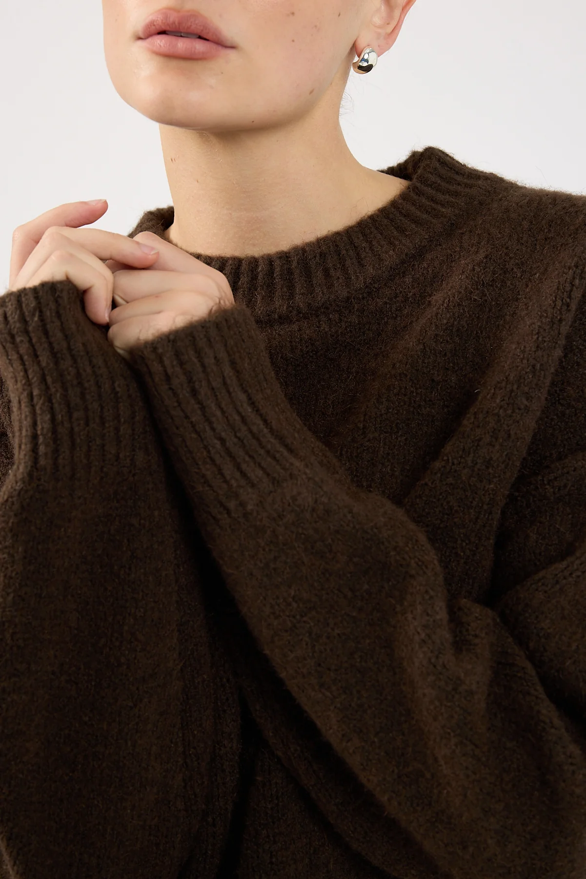 Perfect Stranger Marlowe Crew Neck Jumper Brown - Image 4