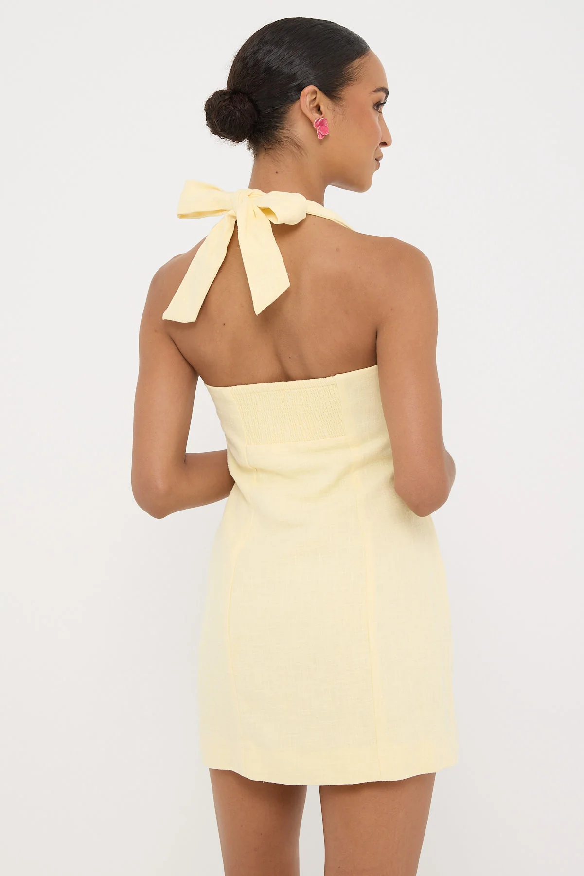 Perfect Stranger Menorca Halter Mini Dress Lemon - Image 4