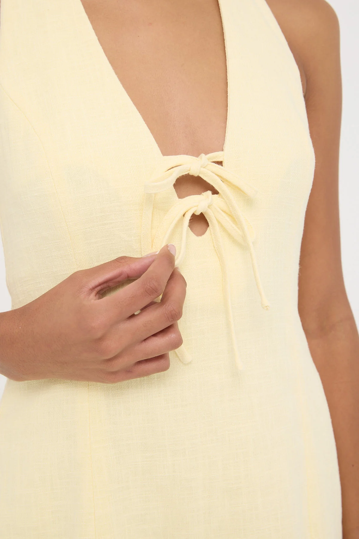 Perfect Stranger Menorca Halter Mini Dress Lemon - Image 5