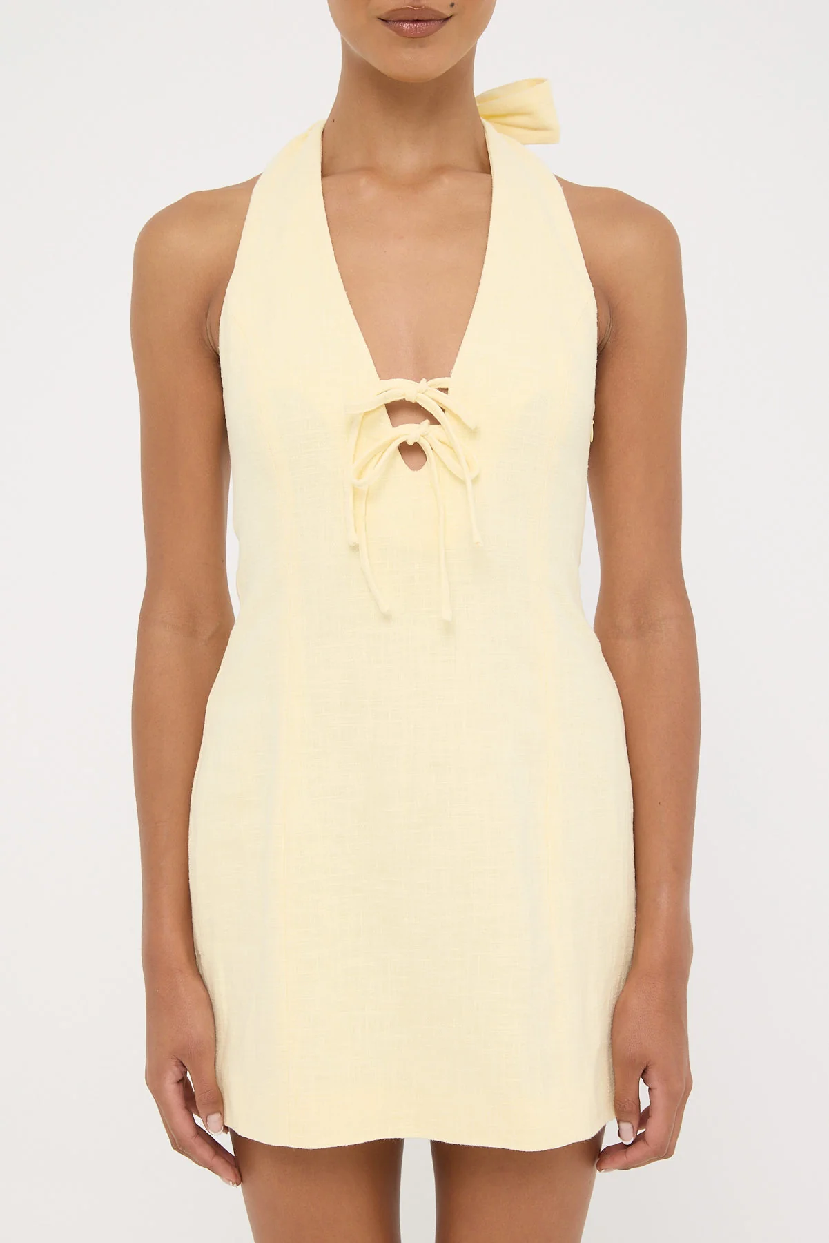 Perfect Stranger Menorca Halter Mini Dress Lemon - Image 6