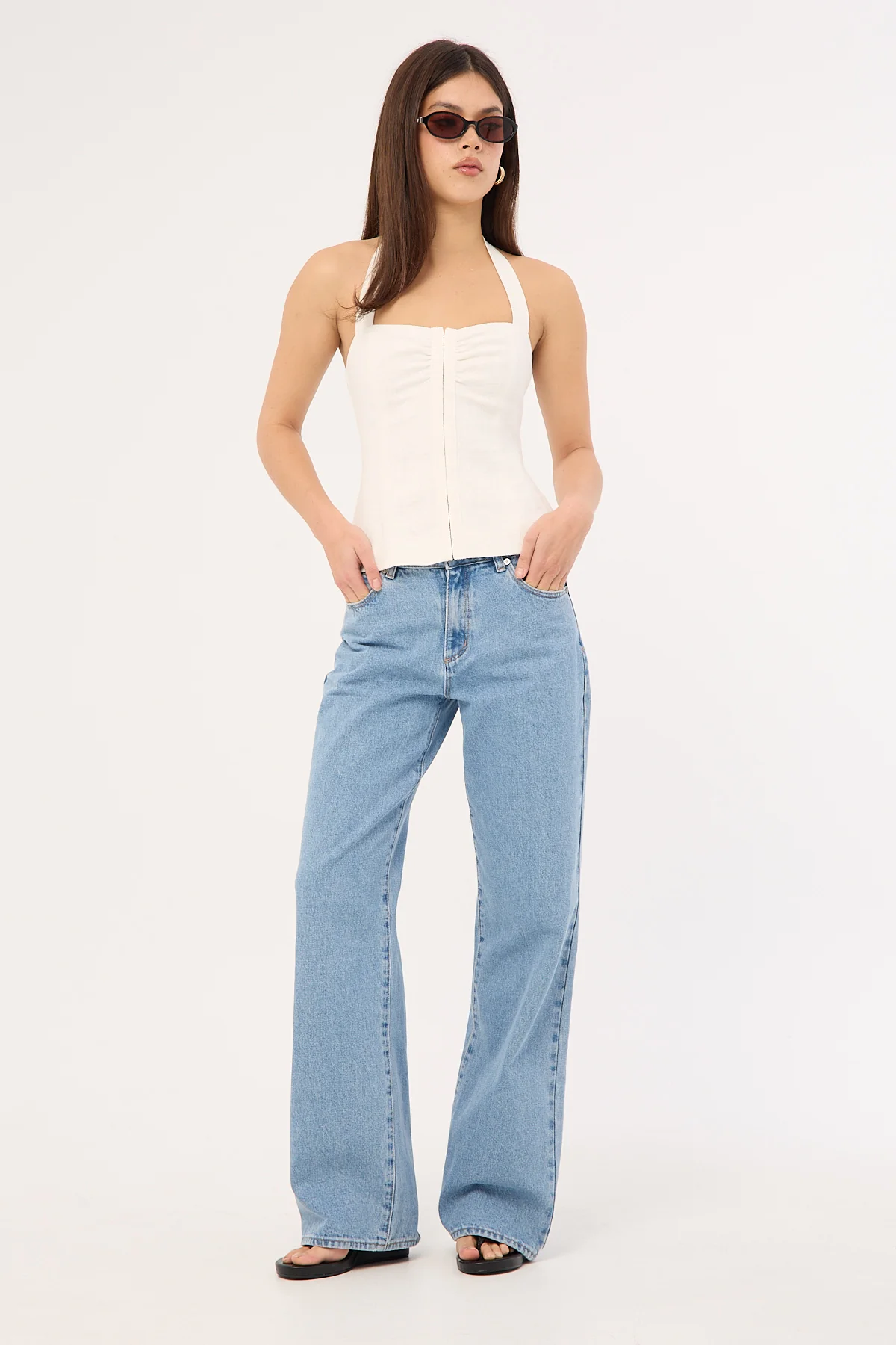 Perfect Stranger Menorca Linen Gathered Halter Top White - Image 2