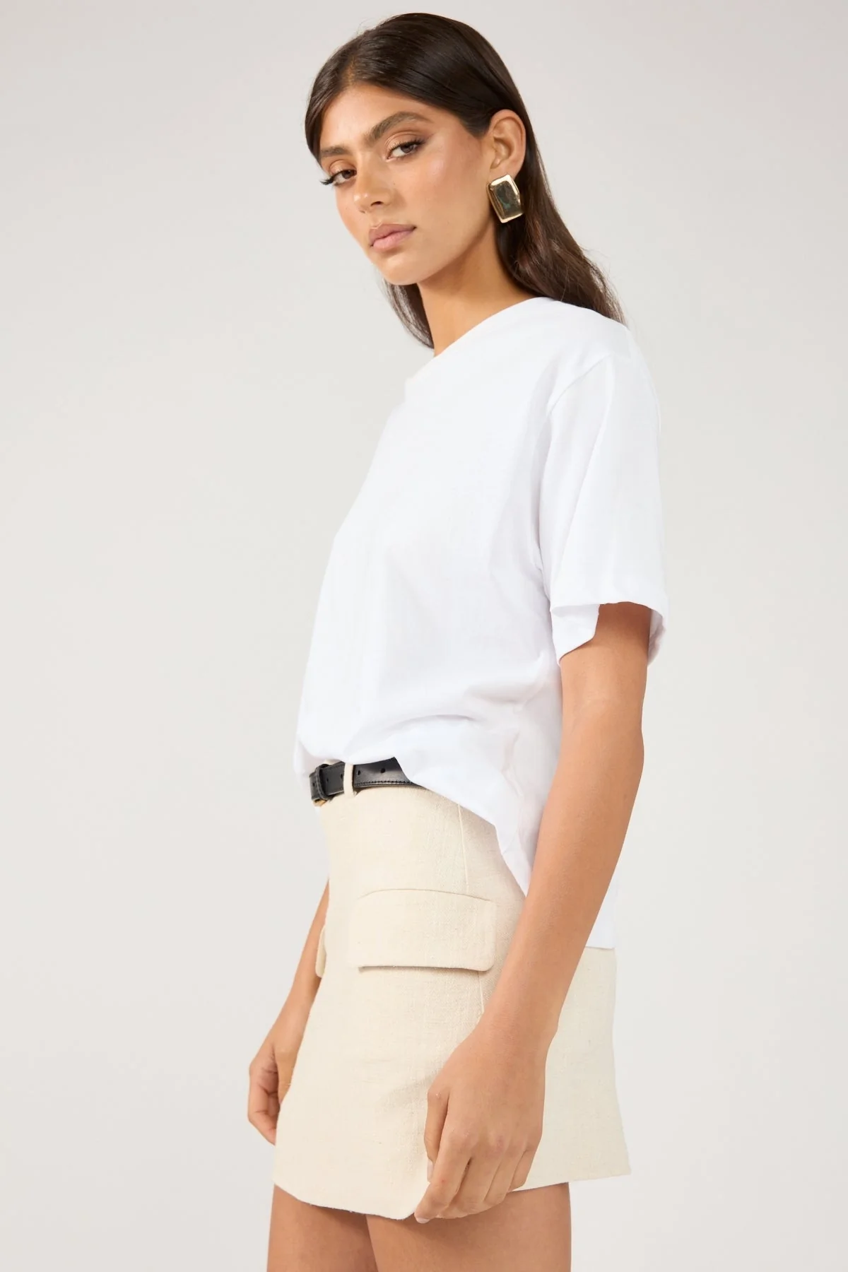 Perfect Stranger MENORCA LINEN SPECKLE TAILORED SKIRT Oatmeal - Image 4