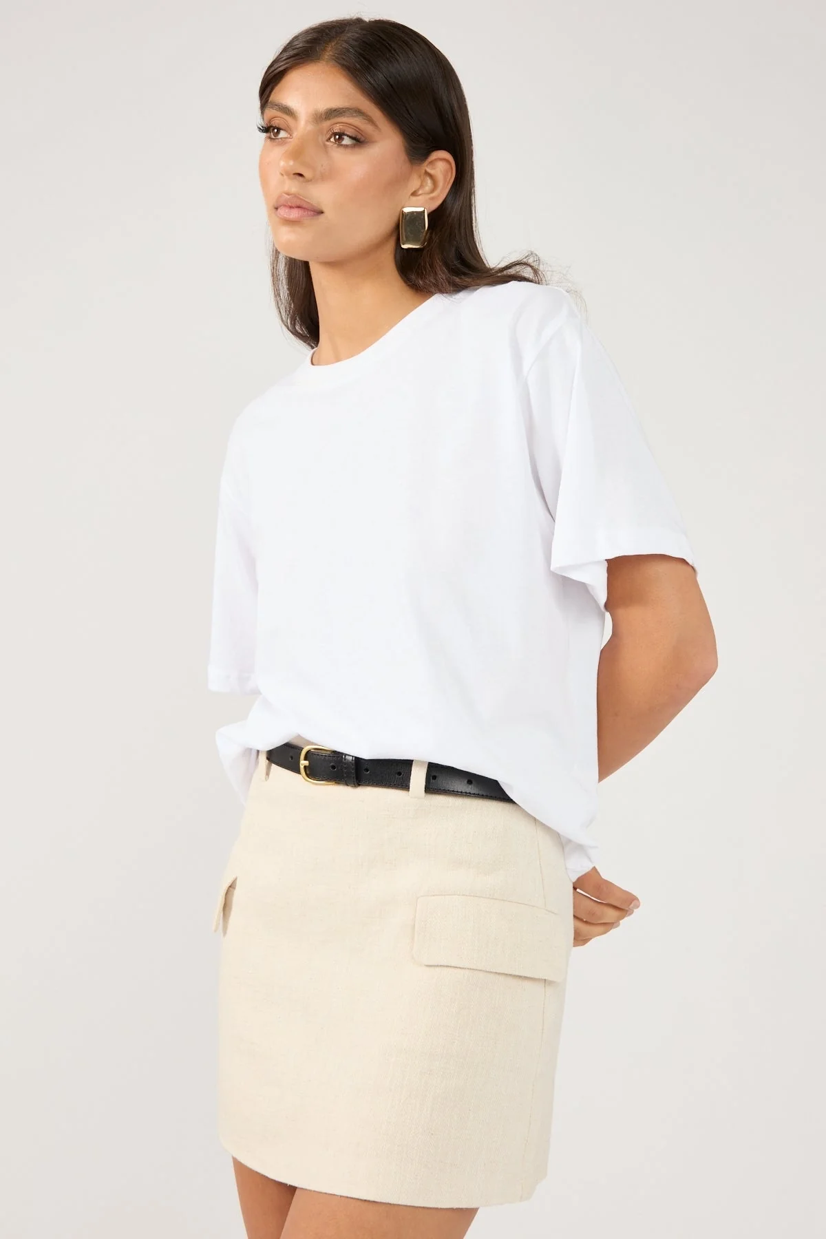 Perfect Stranger MENORCA LINEN SPECKLE TAILORED SKIRT Oatmeal - Image 5