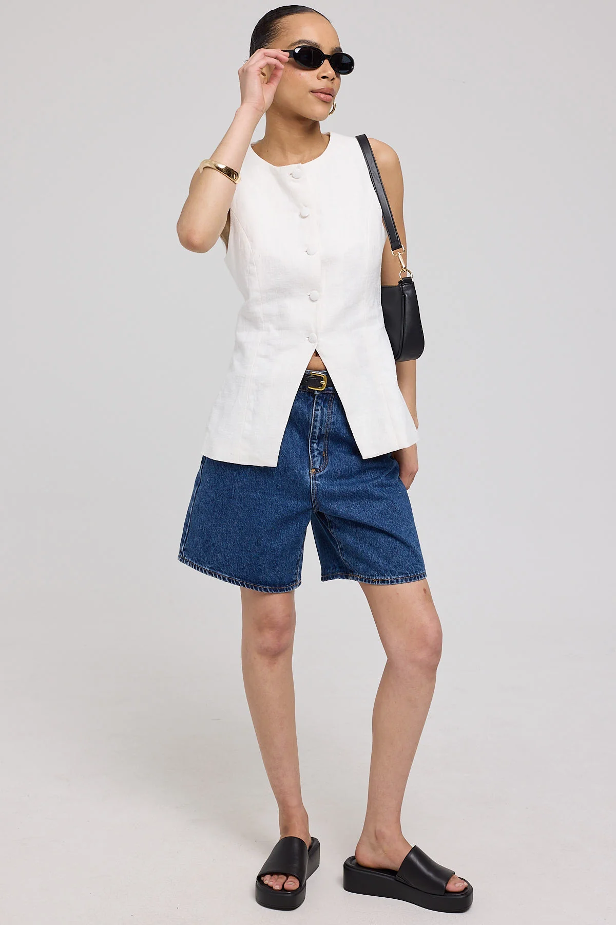 Perfect Stranger Menorca Long Line Vest White - Image 2