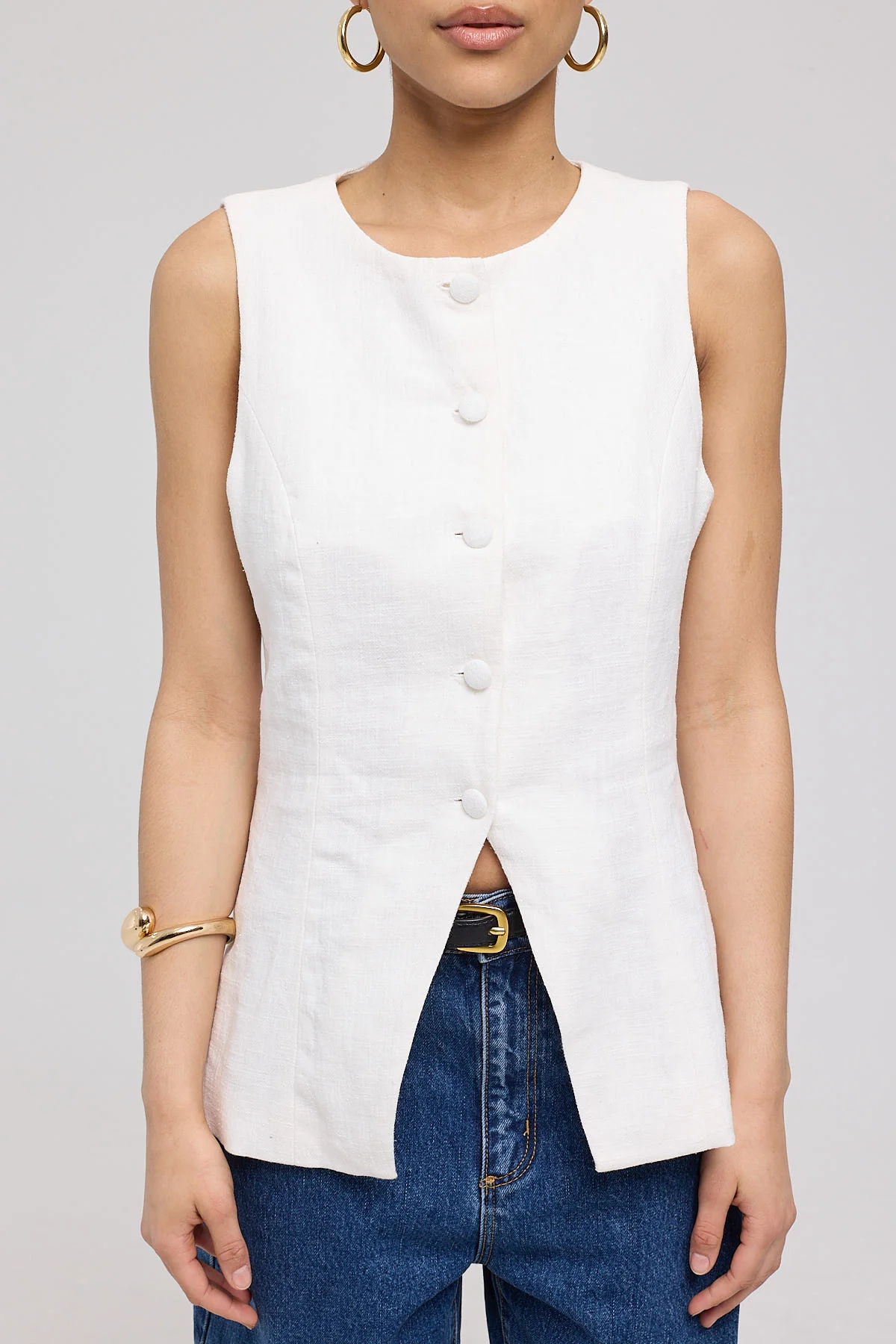 Perfect Stranger Menorca Long Line Vest White - Image 7